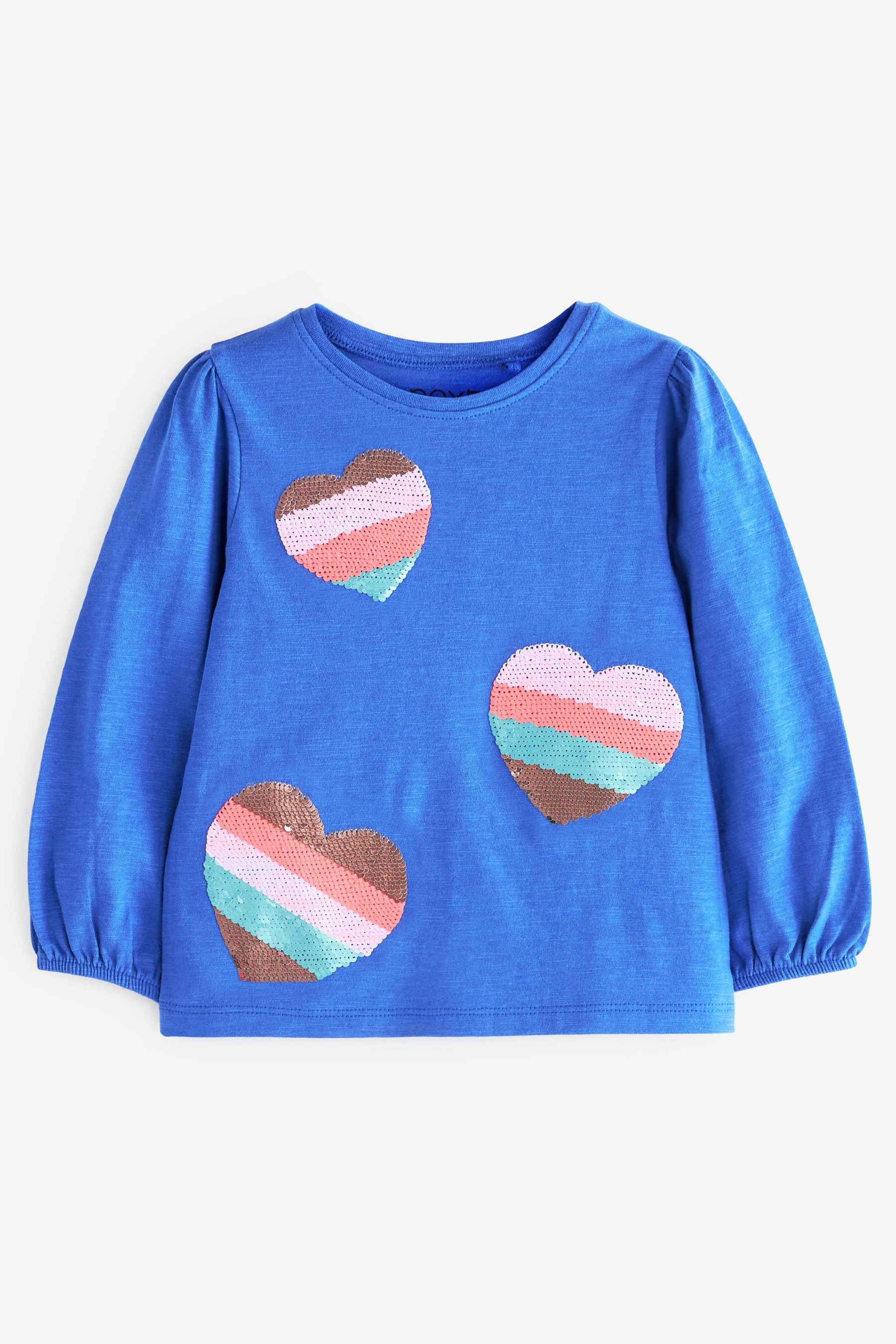 Cobalt Blue Heart Sequin T-Shirt (3mths-7yrs)