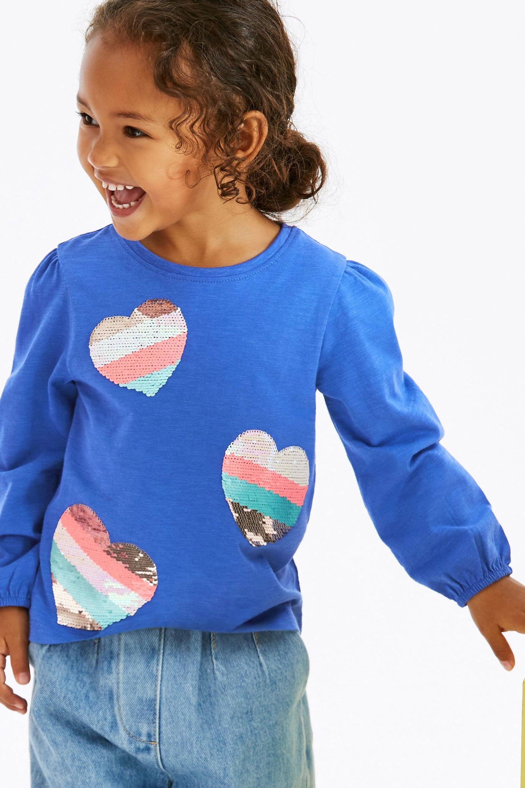 Cobalt Blue Heart Sequin T-Shirt (3mths-7yrs)