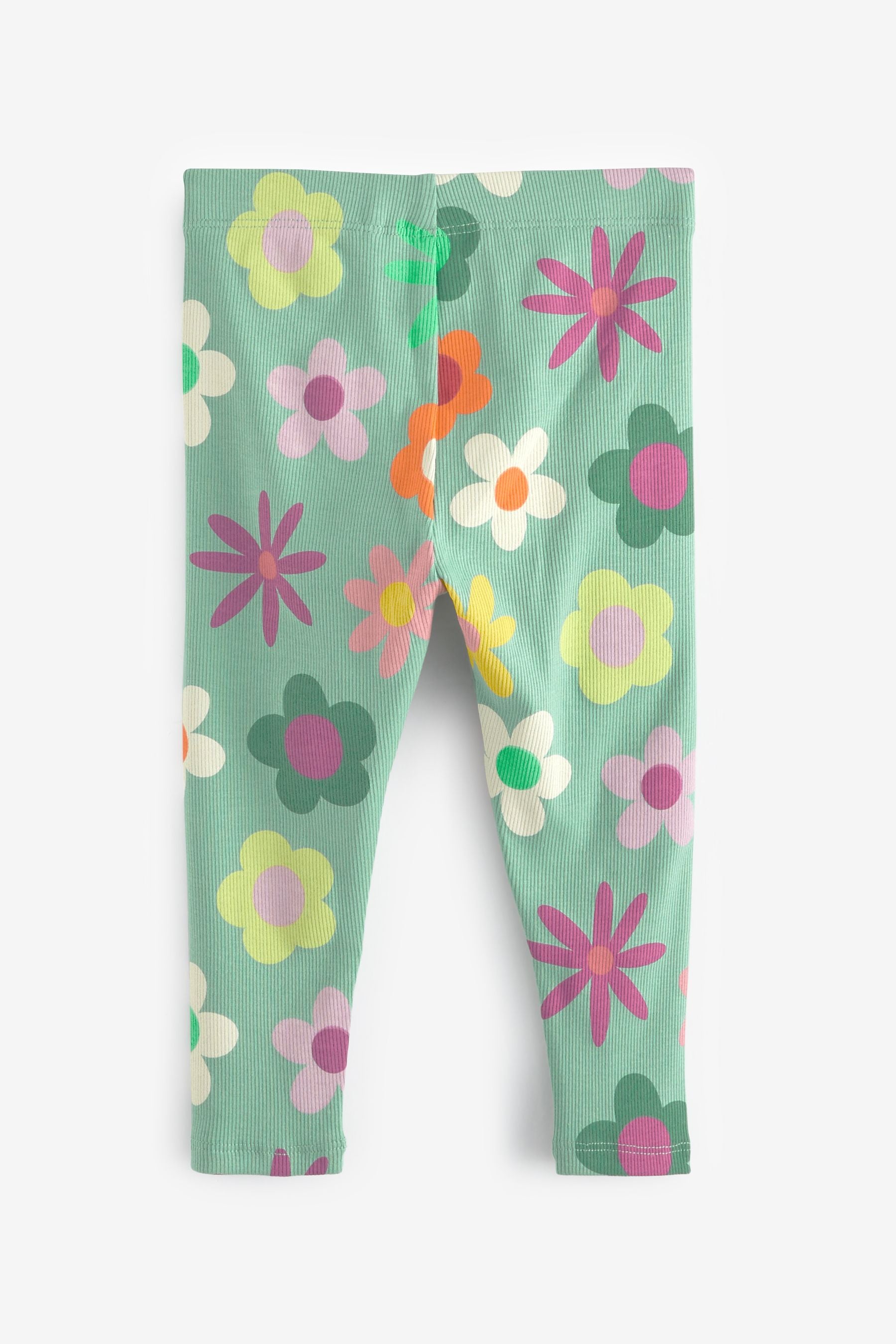 Green Floral Rib Jersey Leggings (3mths-7yrs)