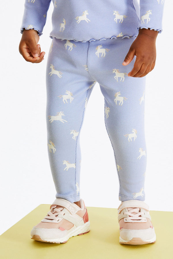 Blue Unicorn Rib Jersey Leggings (3mths-7yrs)