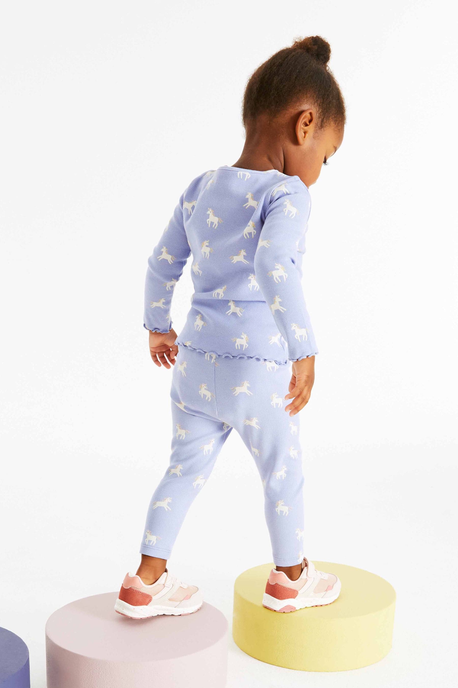 Blue Unicorn Rib Jersey Leggings (3mths-7yrs)