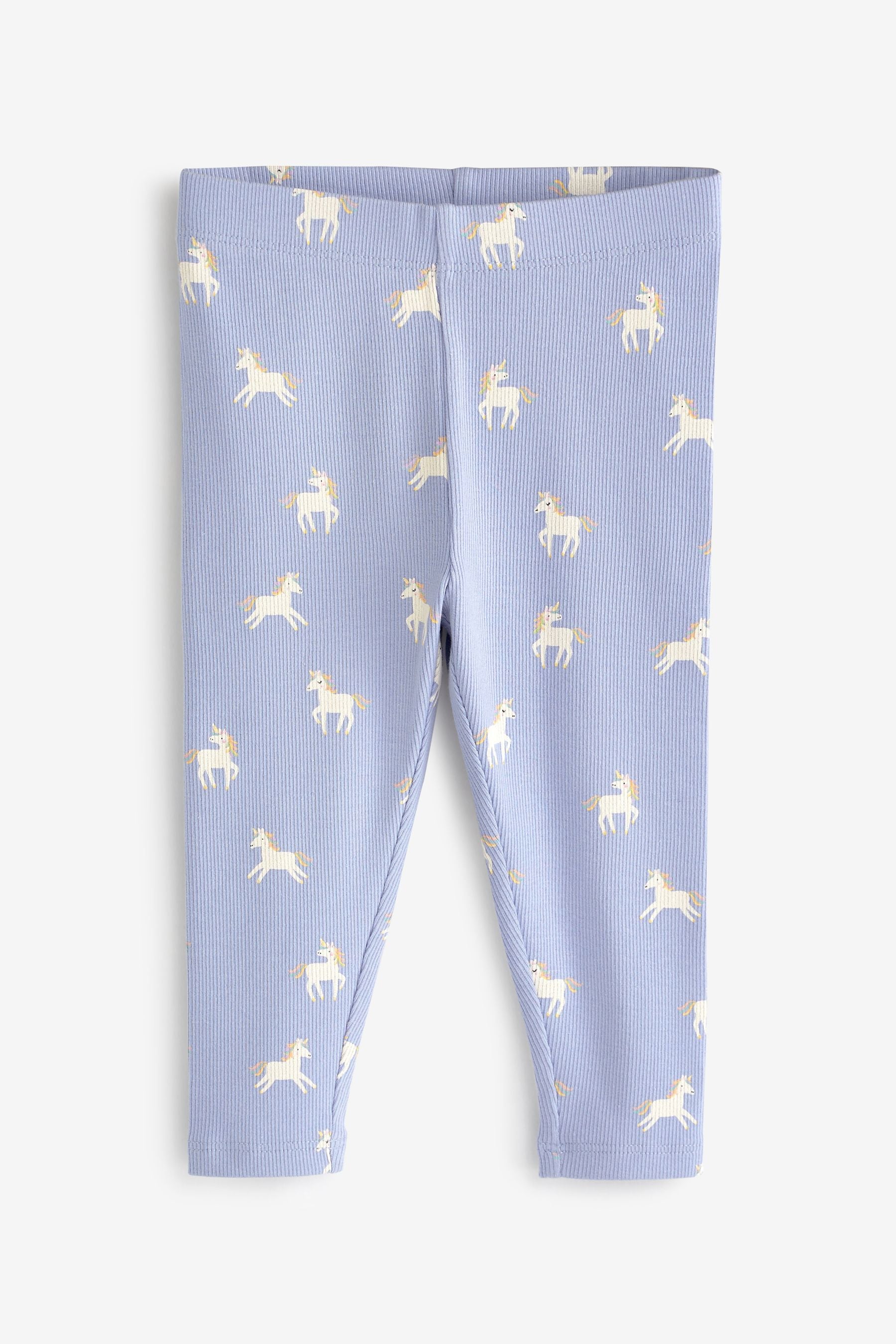 Blue Unicorn Rib Jersey Leggings (3mths-7yrs)