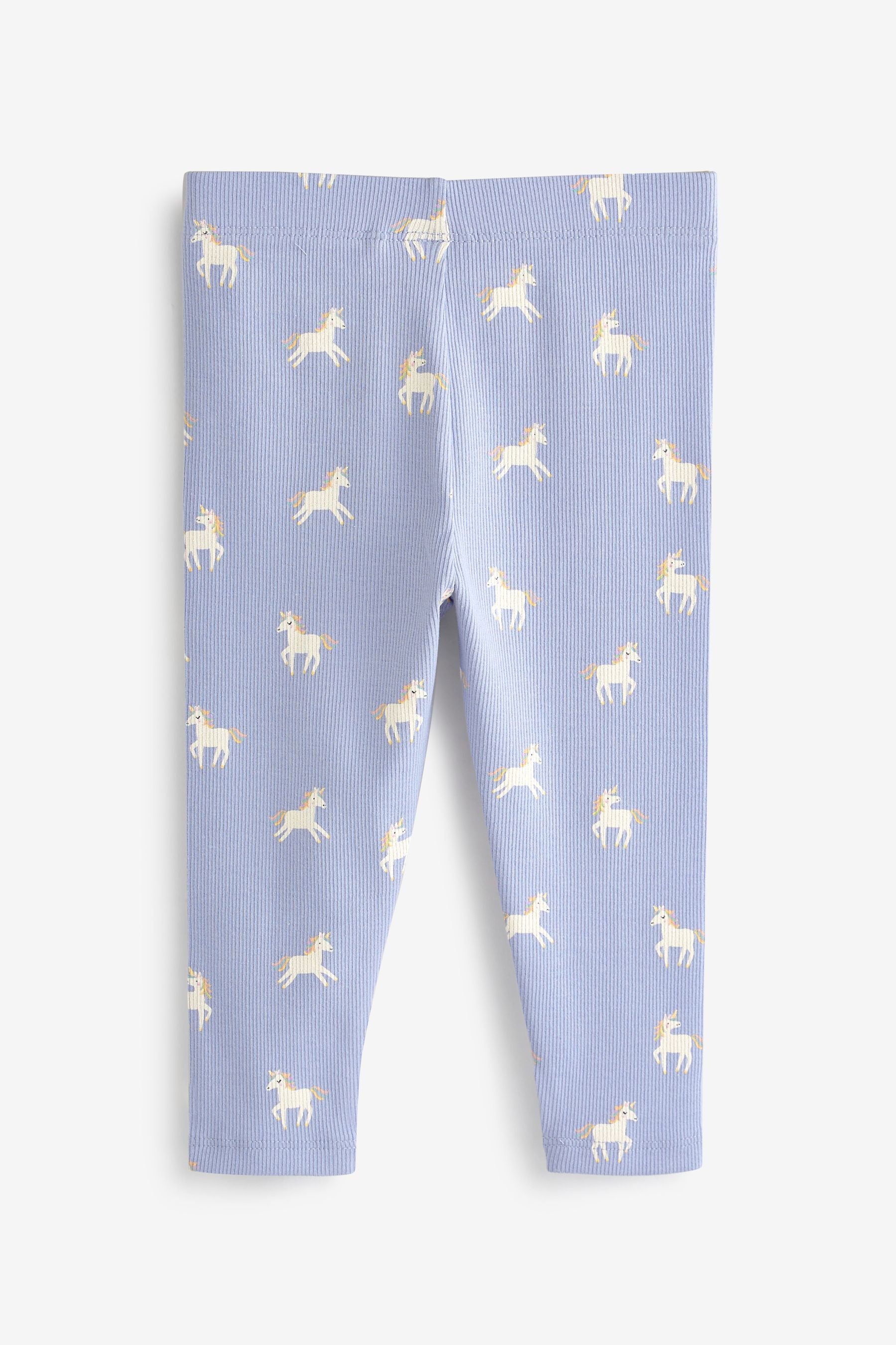 Blue Unicorn Rib Jersey Leggings (3mths-7yrs)