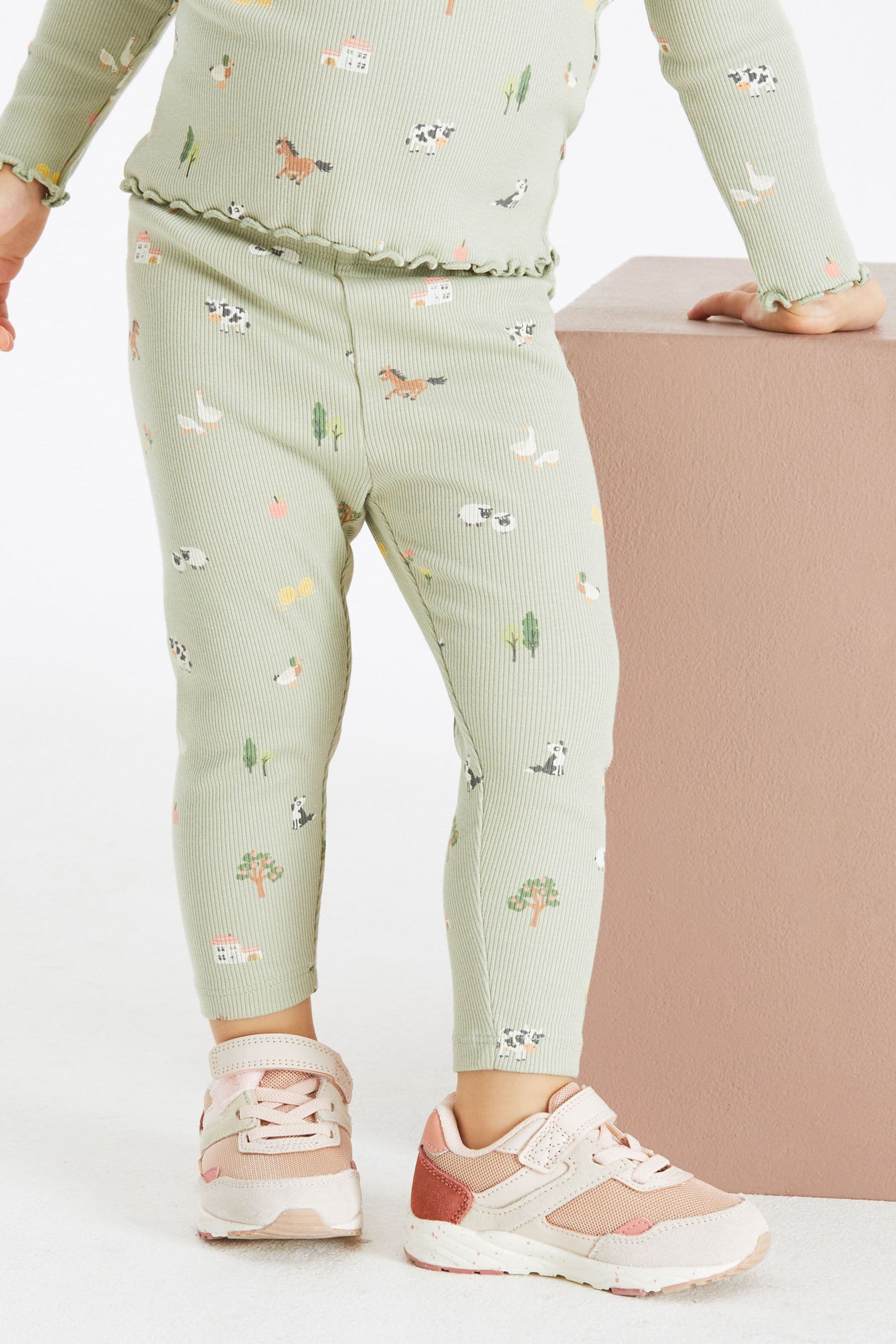 Sage Green Farm Rib Jersey Leggings (3mths-7yrs)