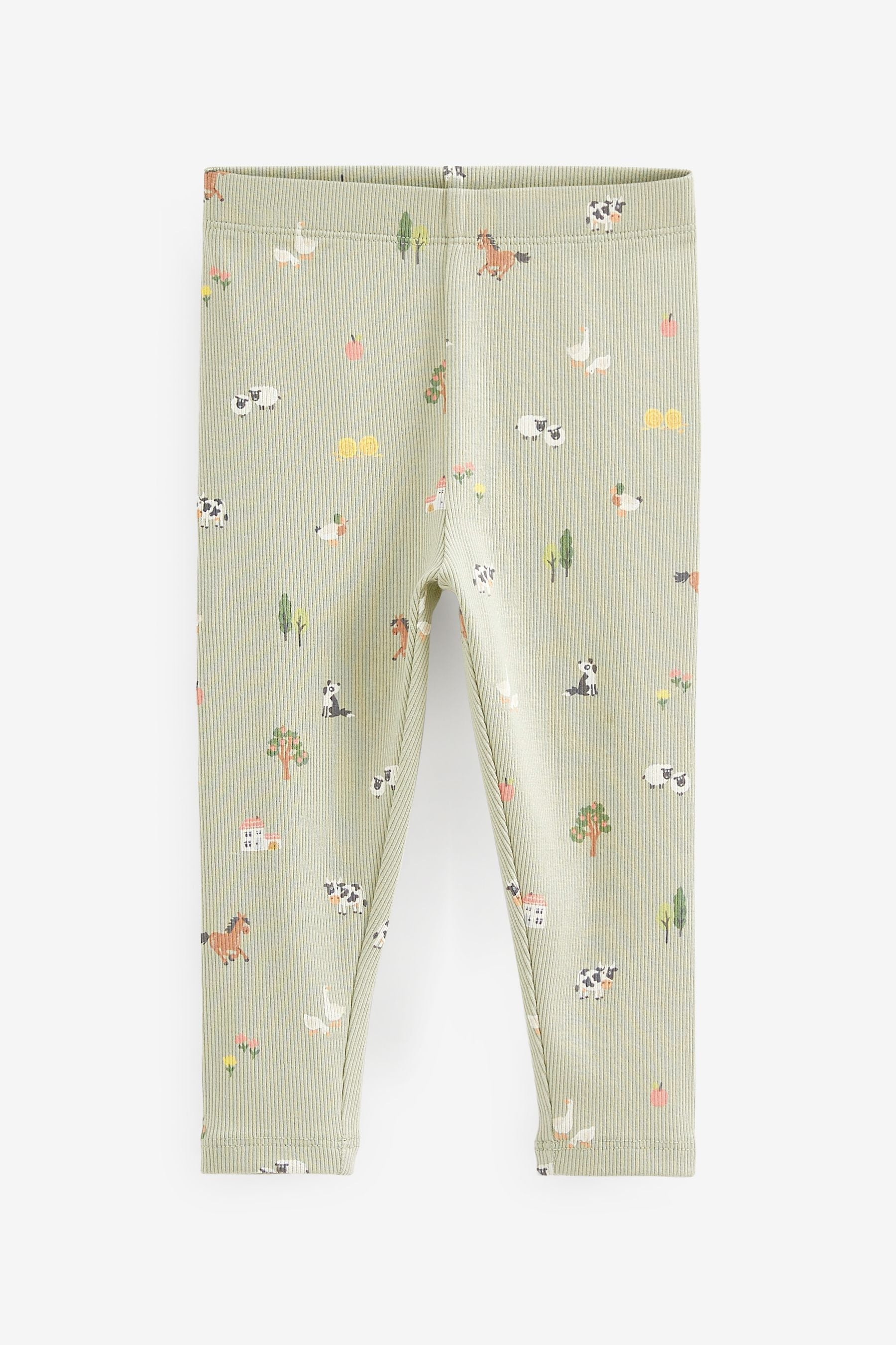 Sage Green Farm Rib Jersey Leggings (3mths-7yrs)