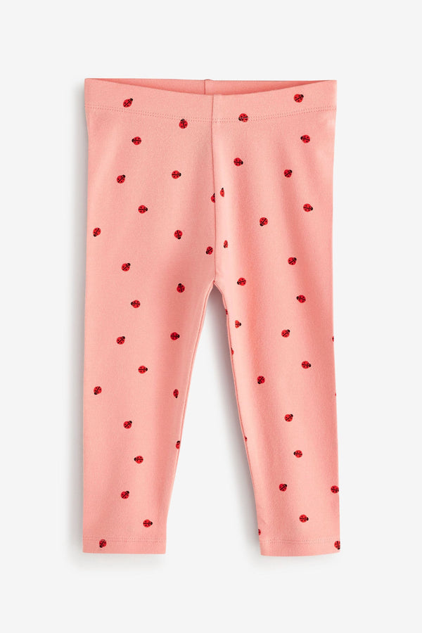 Coral Pink Ladybird Leggings (3mths-7yrs)