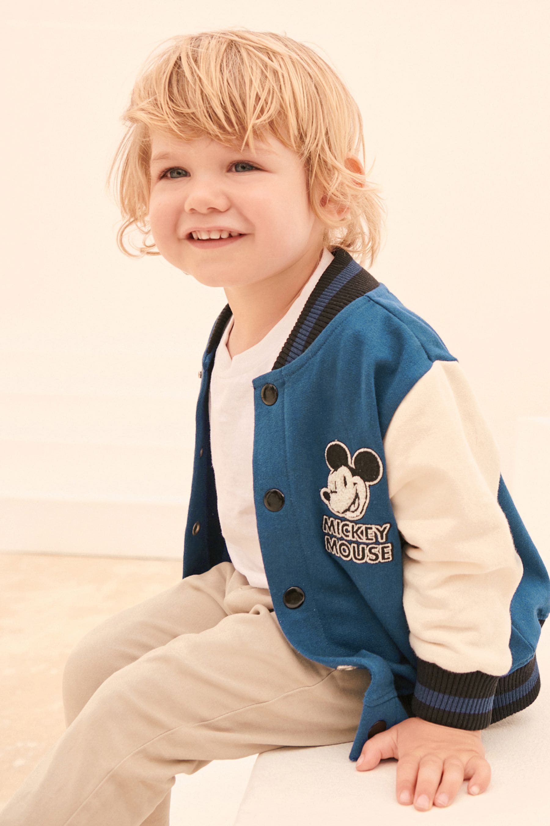 Navy Blue Disney Mickey Mouse Varsity Jacket (3mths-8yrs)