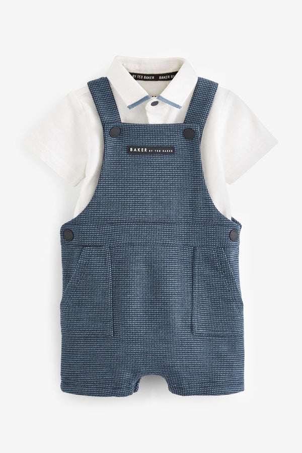 Navy Blue Baker by Ted Baker Blue Polo and Dungaree Set