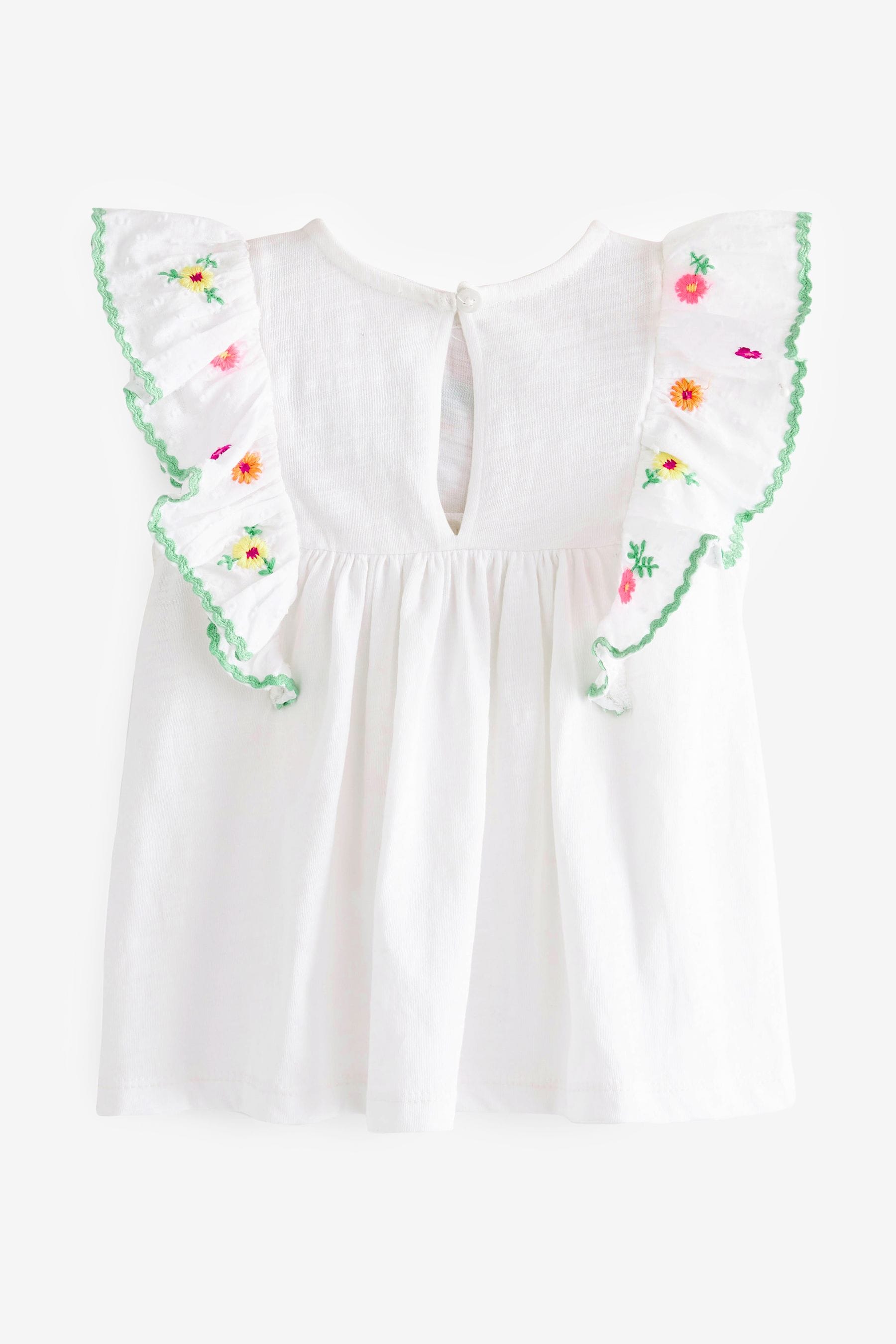 White Embroidered Floral Vest Blouse (3mths-7yrs)