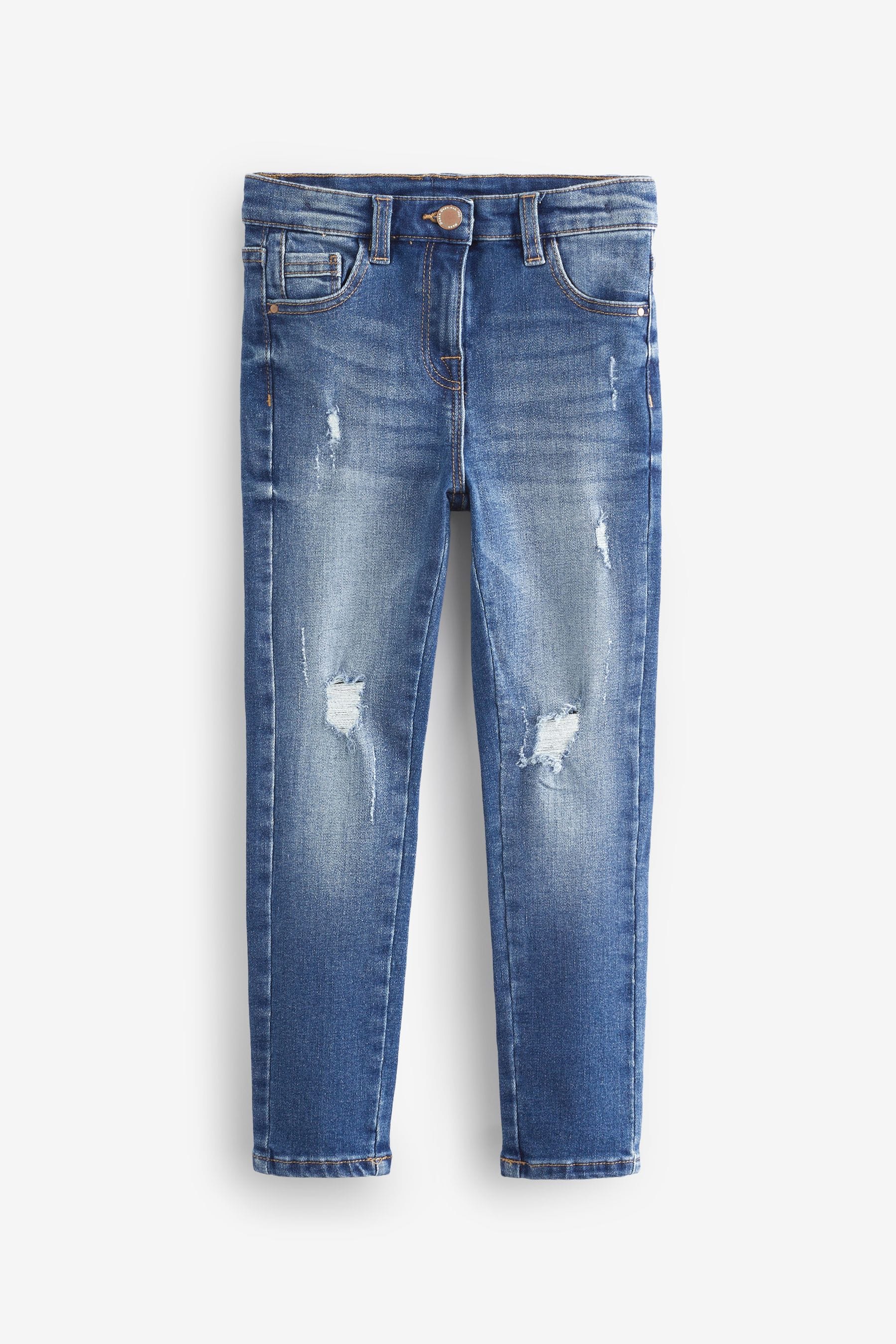 Mid Blue Distressed Skinny Jeans (3-16yrs)