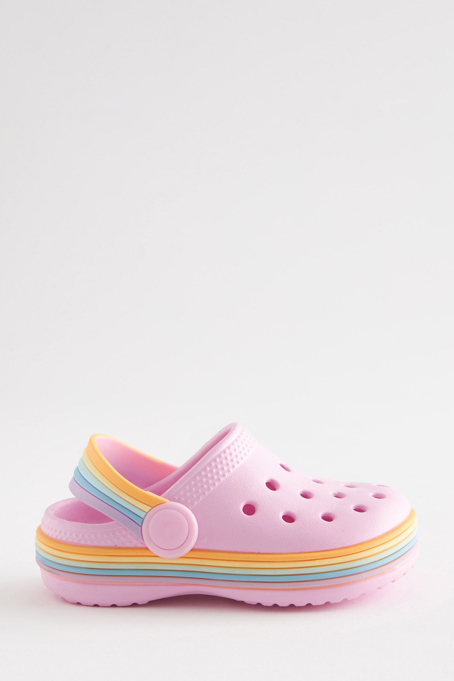 Pink Rainbow Clogs With Ankle Strap