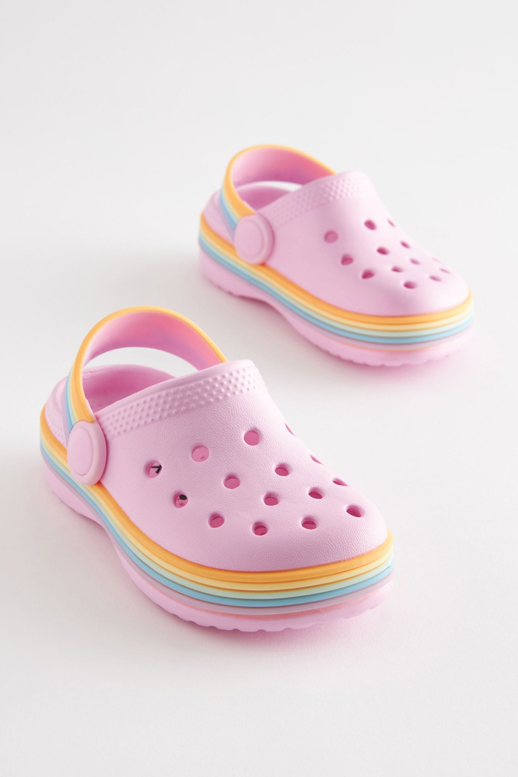 Pink Rainbow Clogs With Ankle Strap