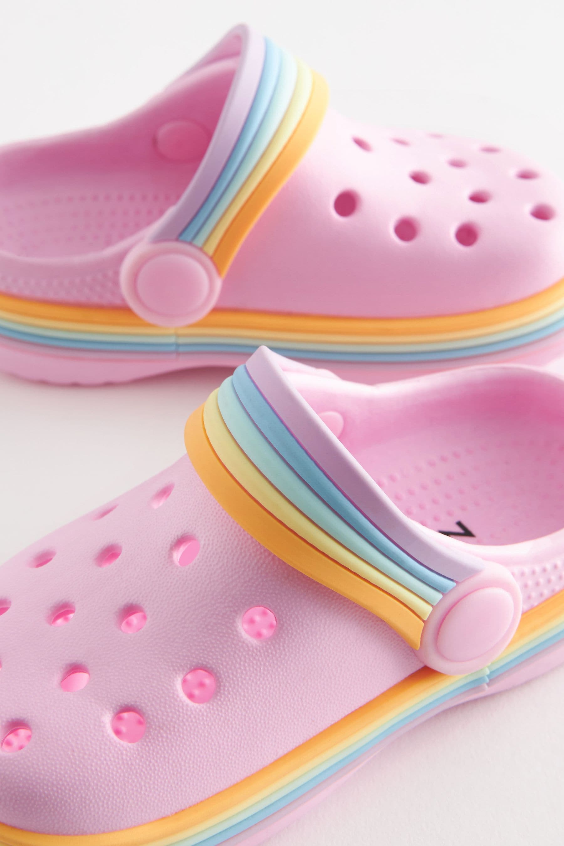 Pink Rainbow Clogs With Ankle Strap