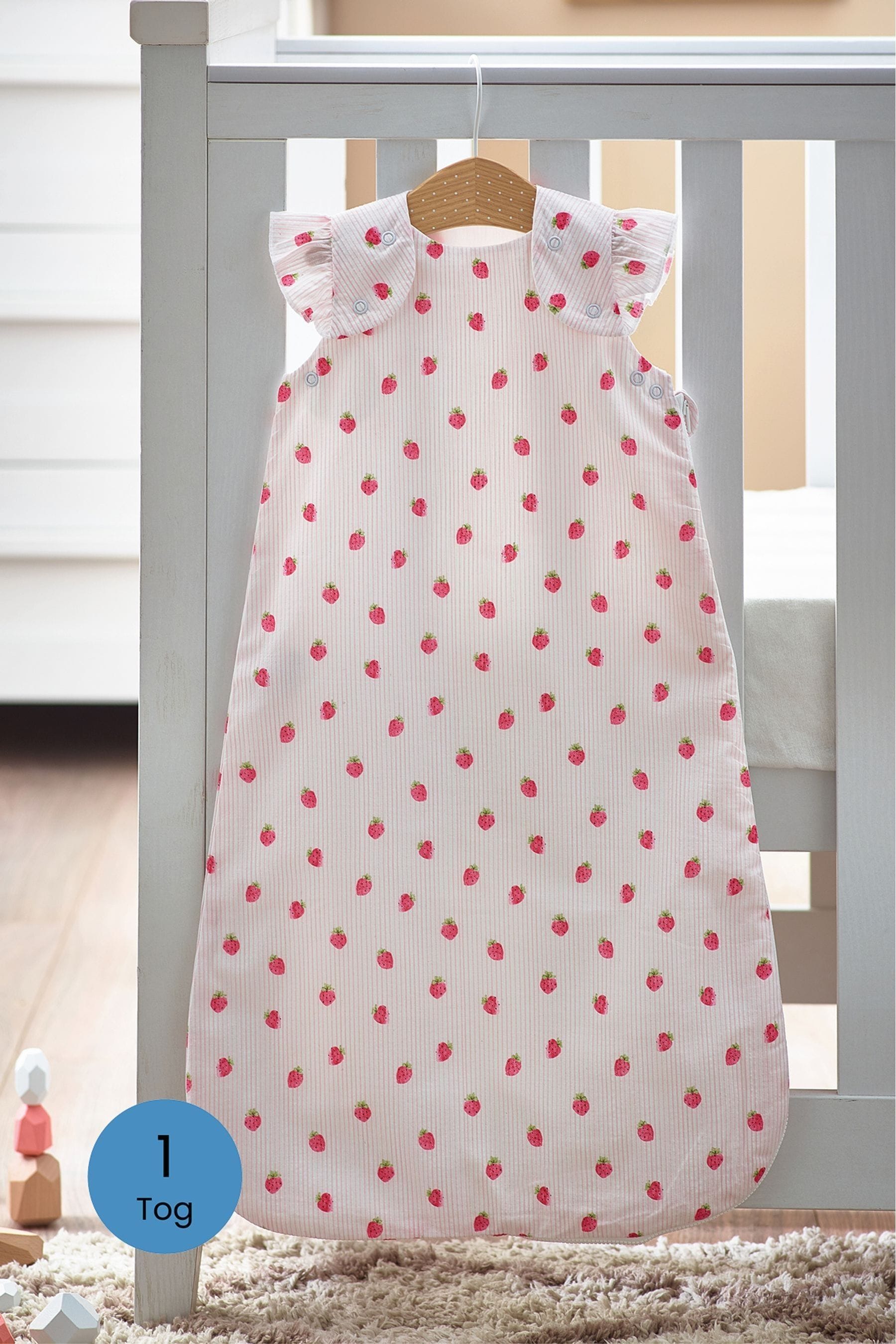 Pink Strawberry Baby 100% Cotton 1 Tog Sleep Bag