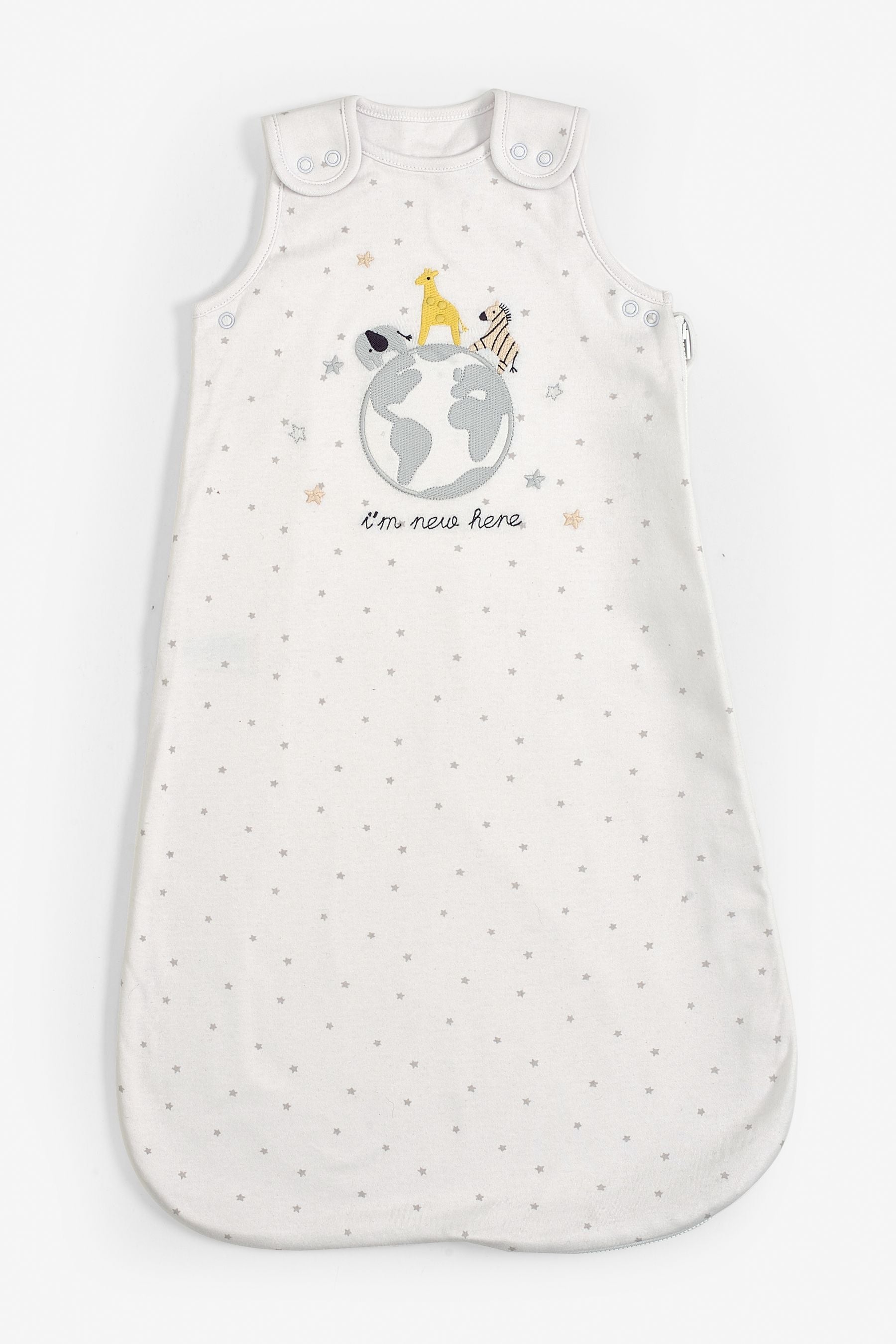 White I'm New Here Baby 100% Cotton 1 Tog Sleep Bag