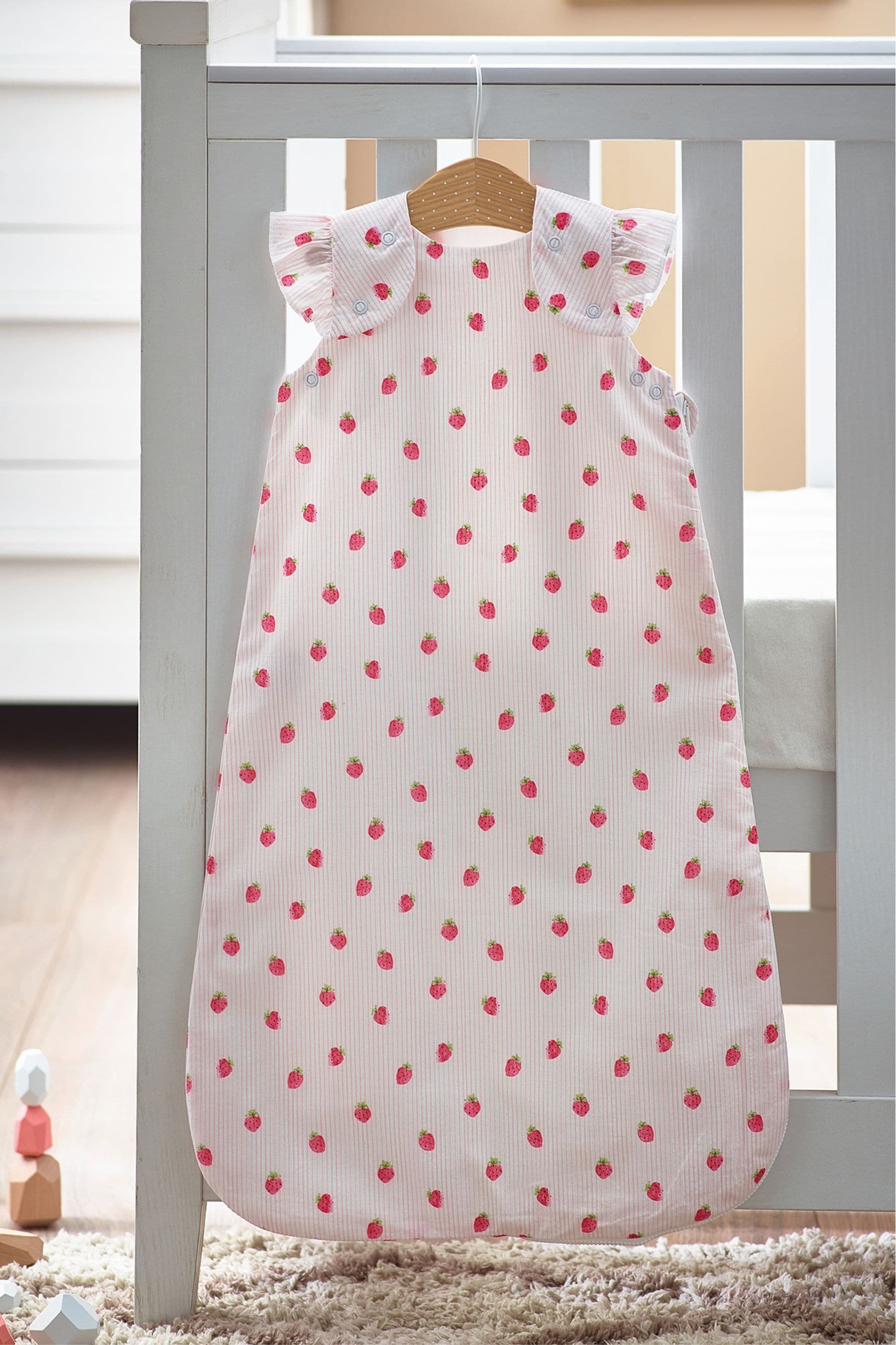 Pink Strawberry Baby 100% Cotton 1 Tog Sleep Bag