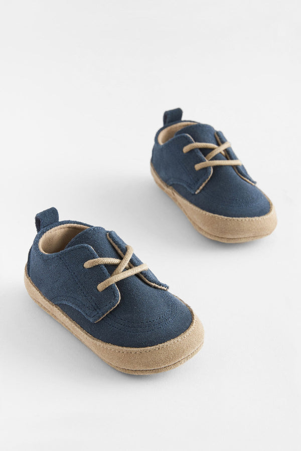 Navy Baby Suede Smart Lace up Shoes (0-24mths)