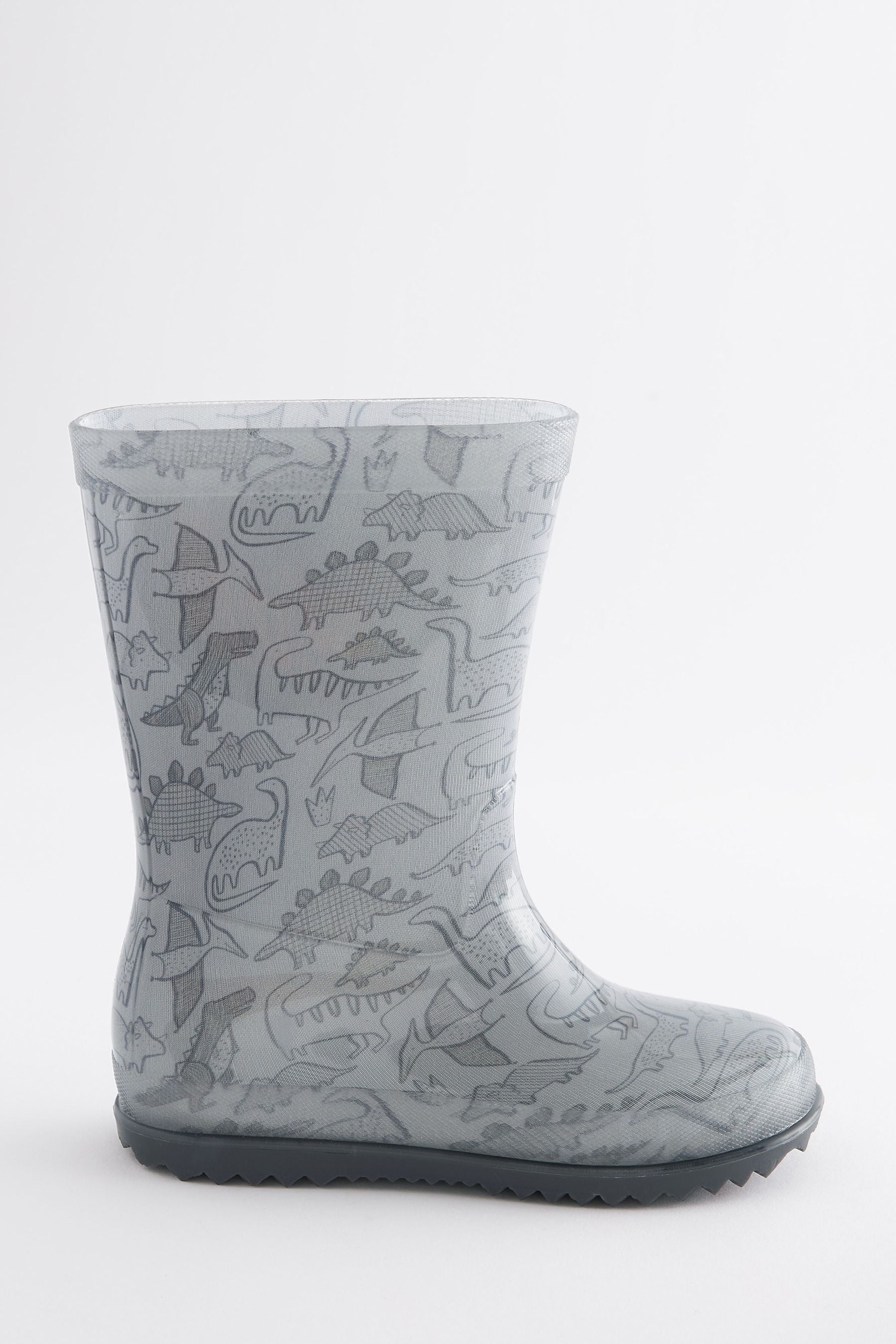 Grey Dinosaur Wellies