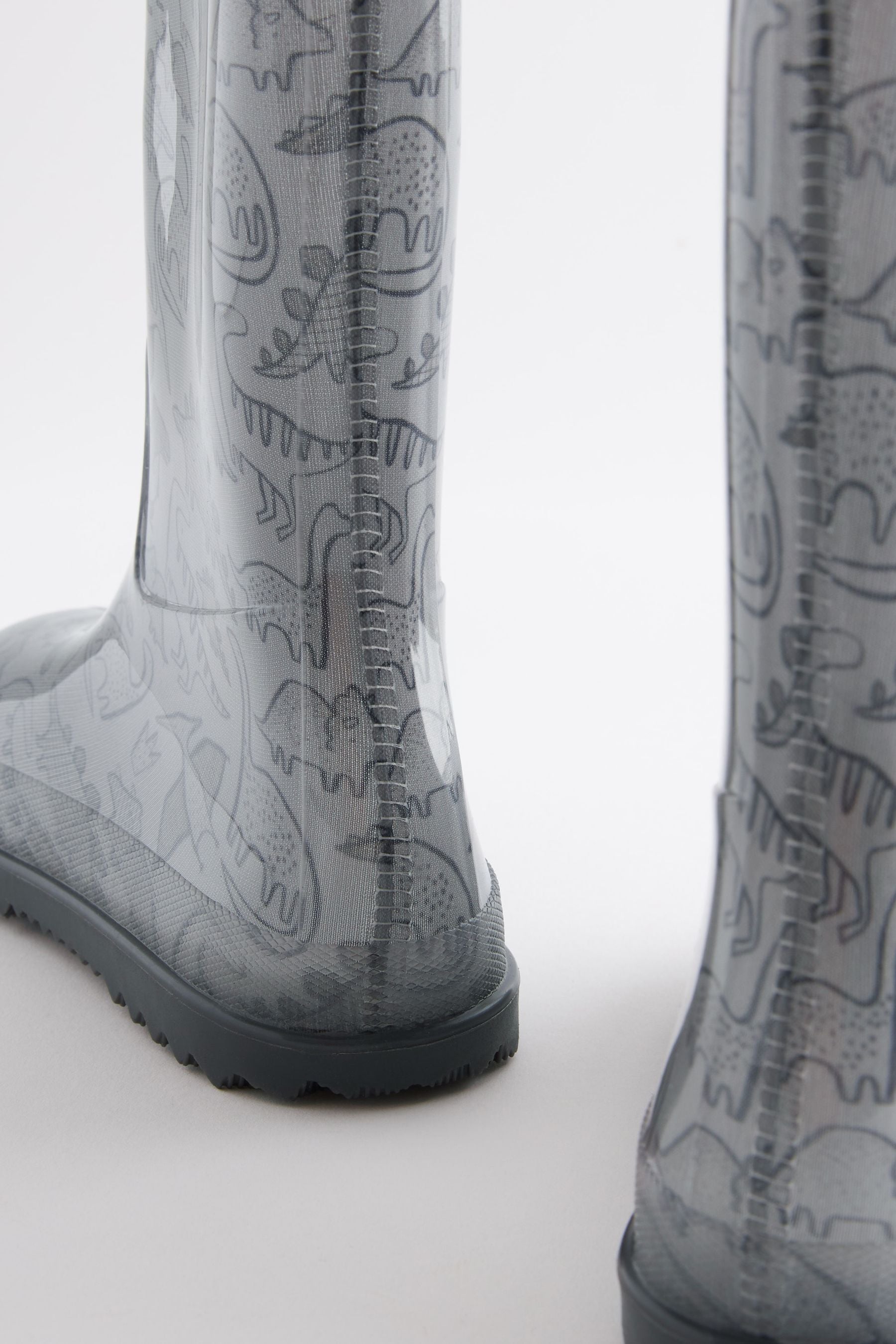 Grey Dinosaur Wellies