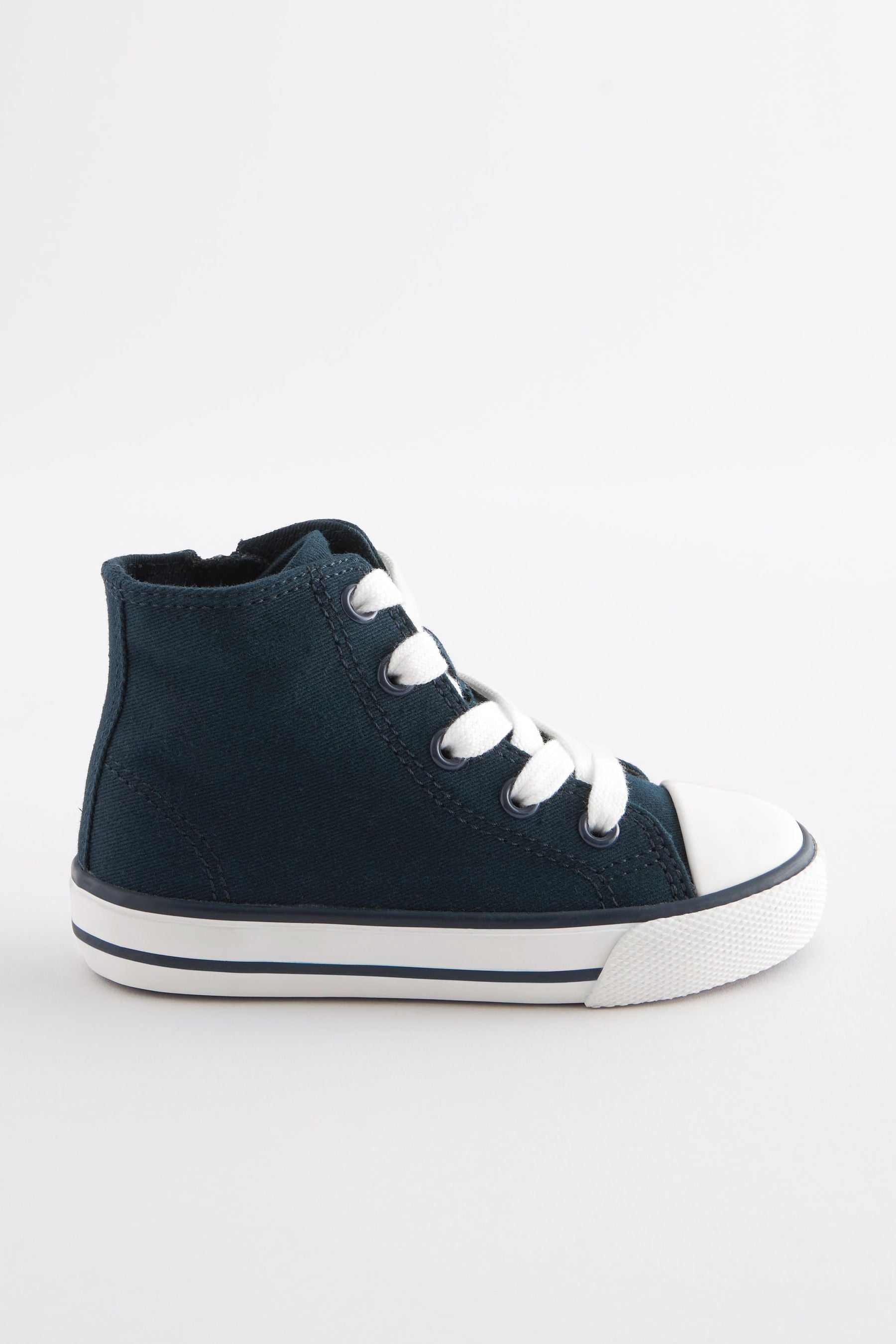 Navy Blue Zip Up Bump Toe Boots