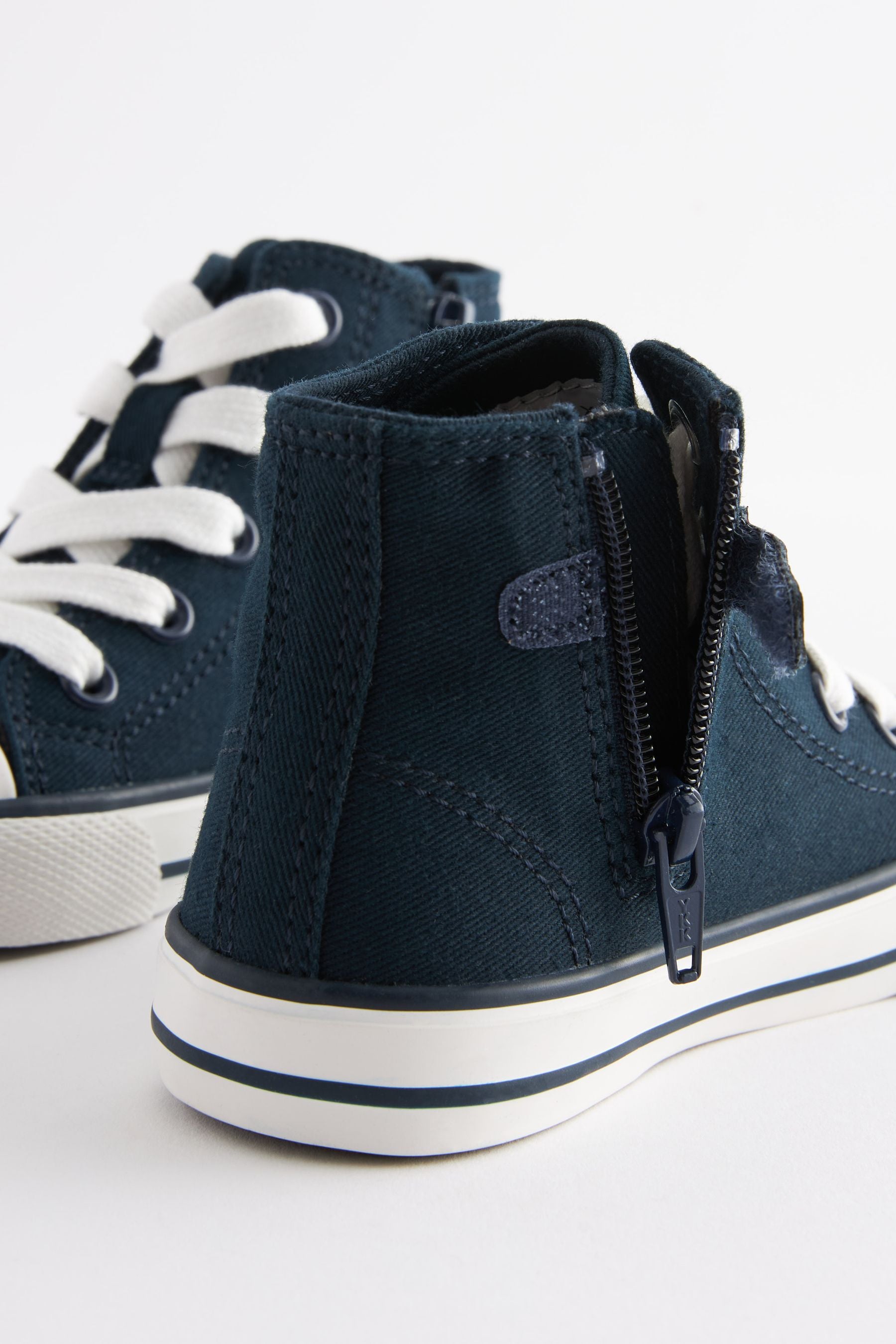 Navy Blue Zip Up Bump Toe Boots