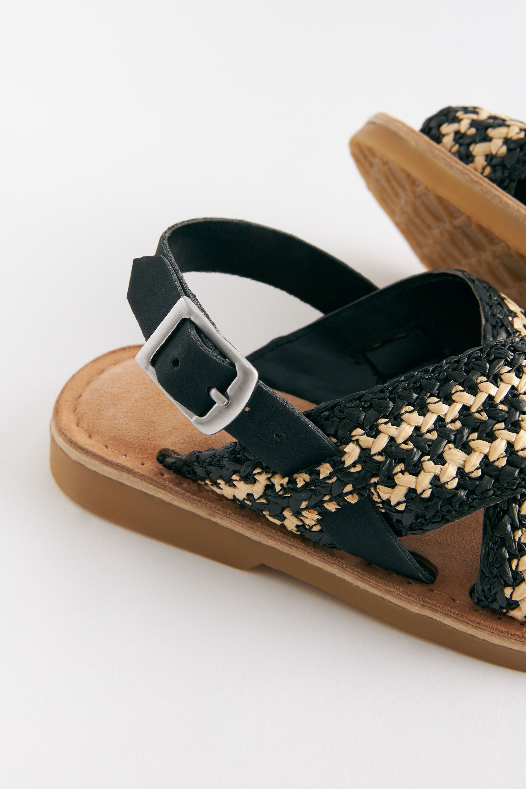 Black Woven Cross Strap Sandals