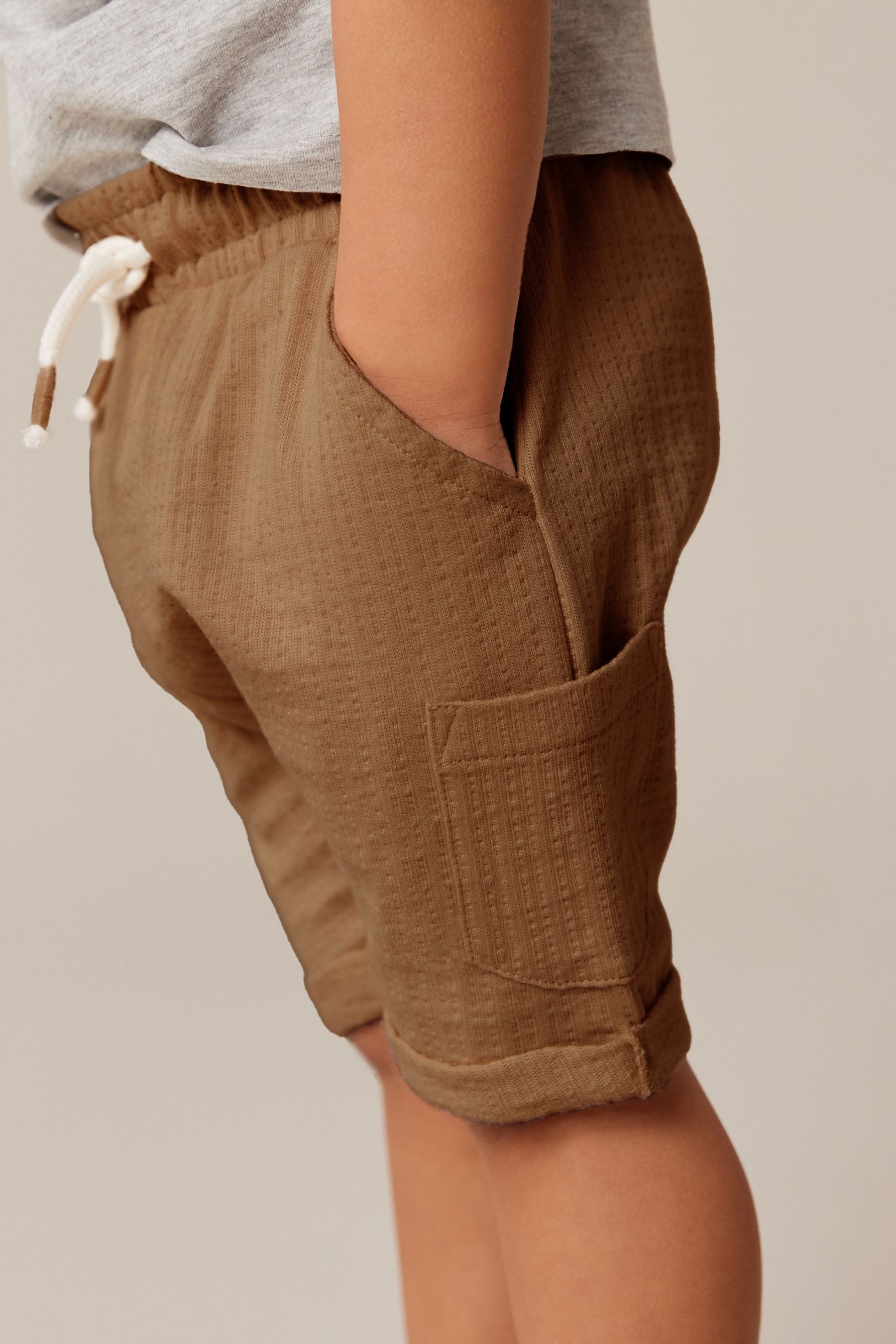 Tan Brown Lightweight Textured Jersey Shorts (3mths-7yrs)