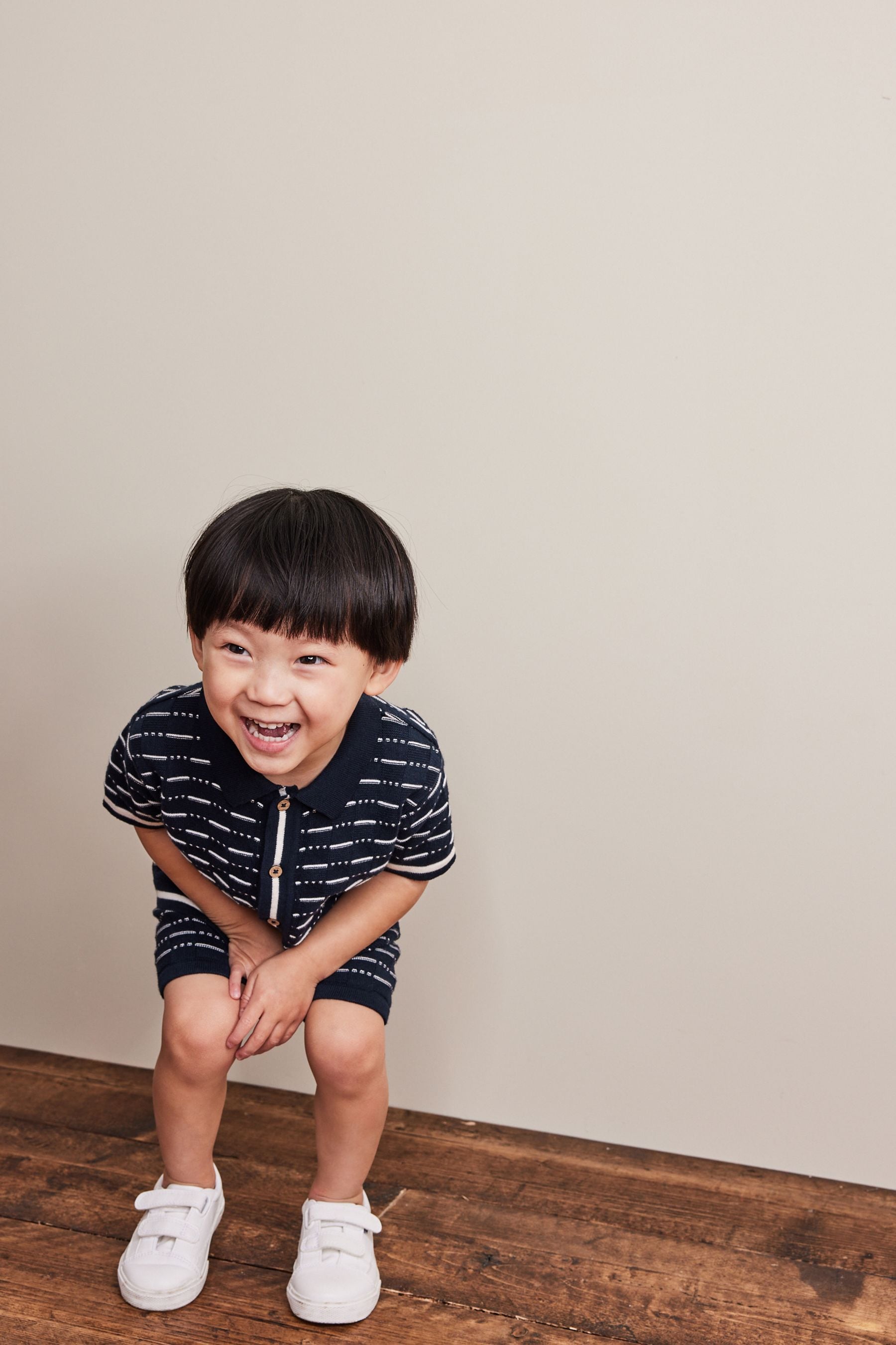 Navy Blue Knitted Shirt And Shorts Set (3mths-7yrs)