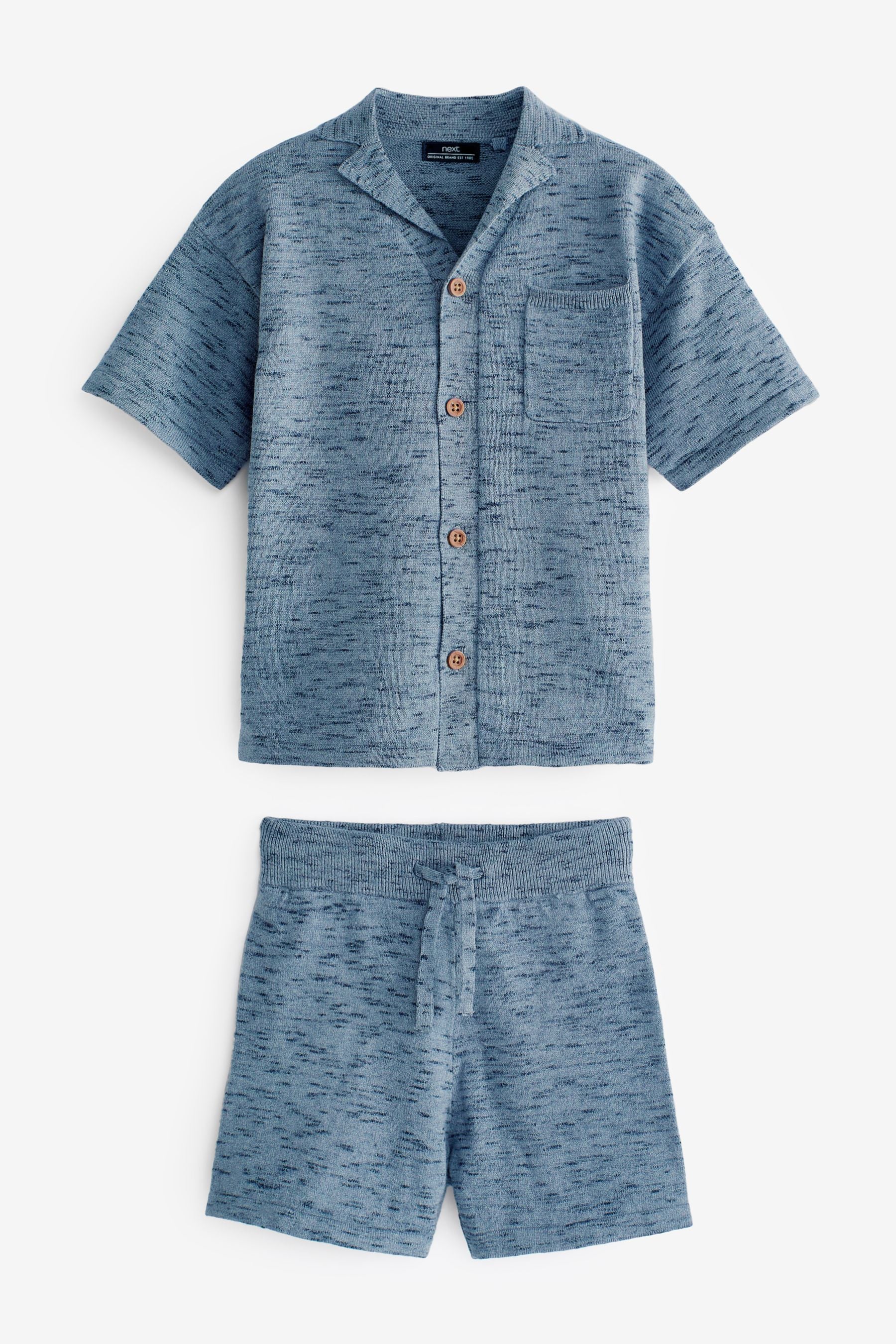 Blue Knitted Shirt And Shorts Set (3mths-7yrs)