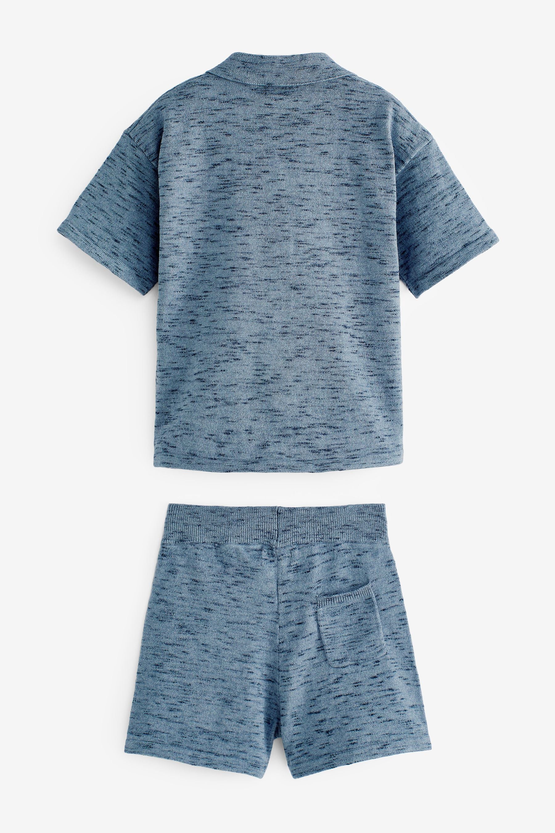 Blue Knitted Shirt And Shorts Set (3mths-7yrs)