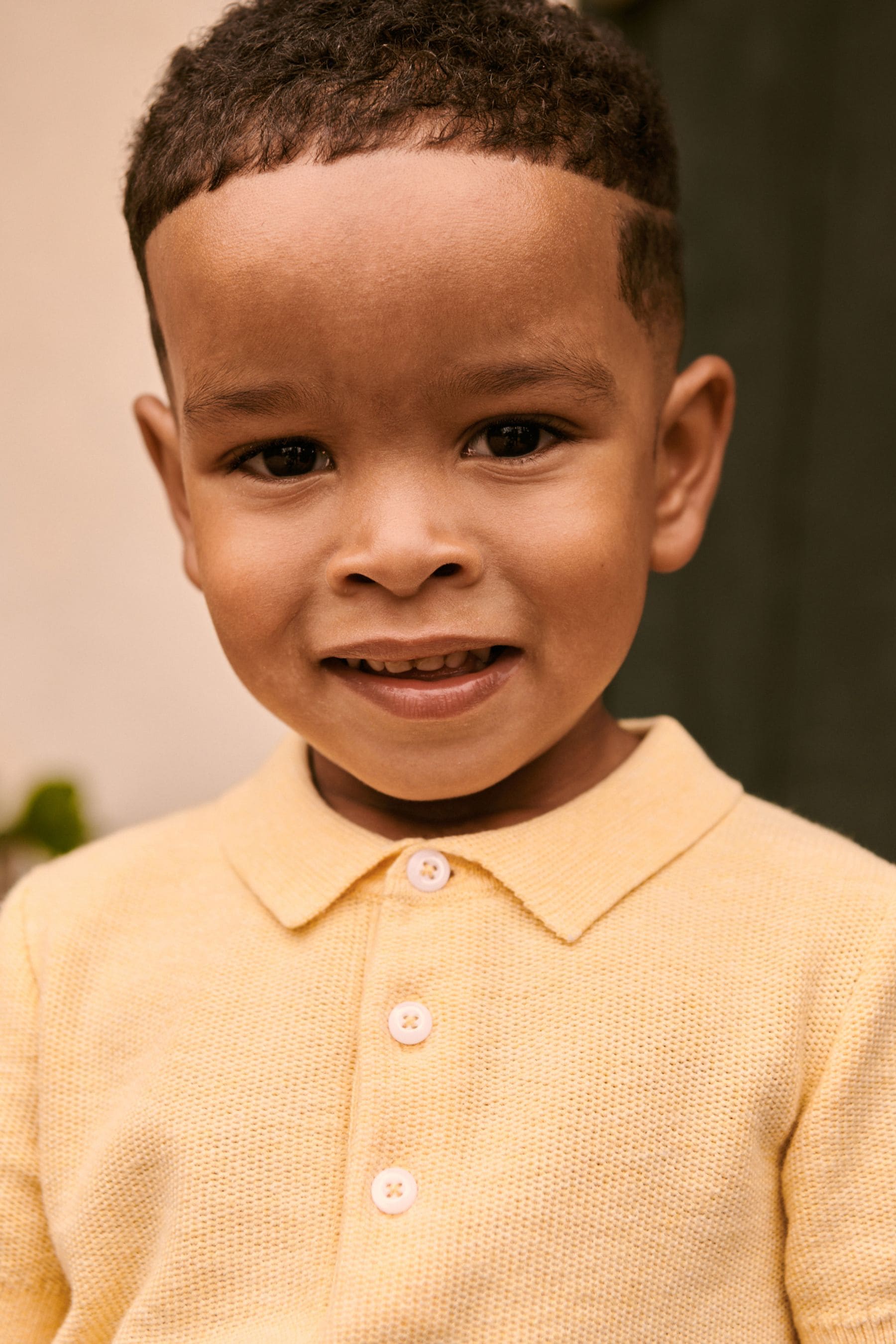 Lemon Yellow Knitted Textured Short Sleeve Polo Shirt (3mths-7yrs)