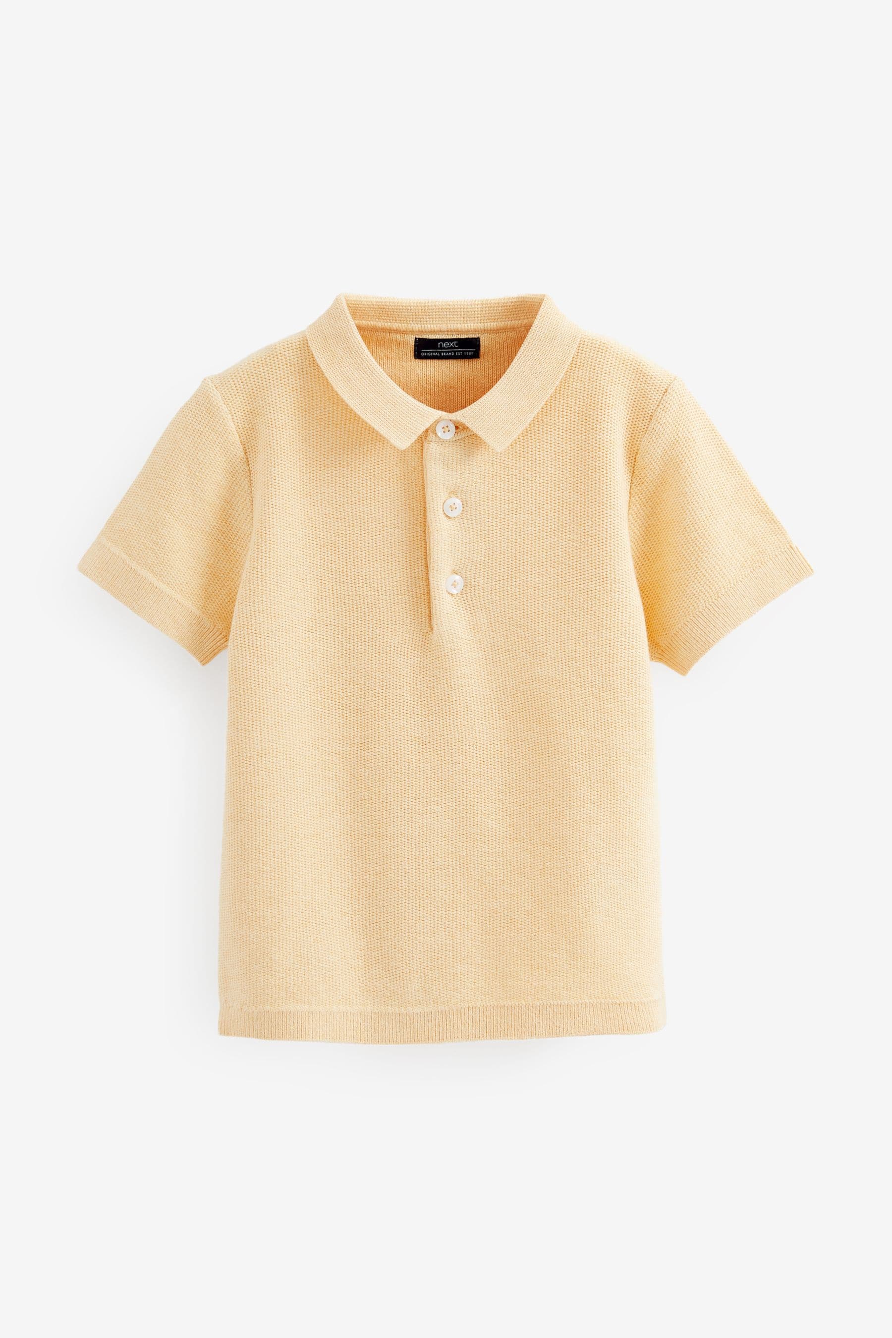 Lemon Yellow Knitted Textured Short Sleeve Polo Shirt (3mths-7yrs)