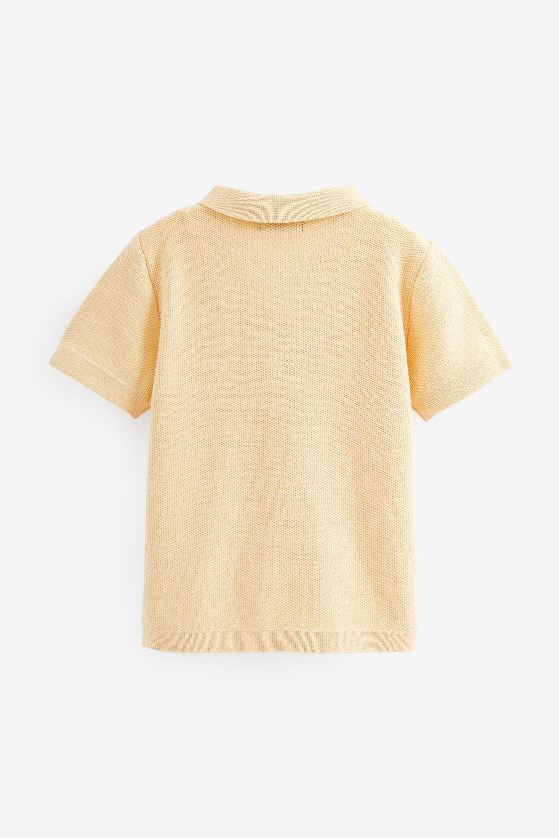 Lemon Yellow Knitted Textured Short Sleeve Polo Shirt (3mths-7yrs)