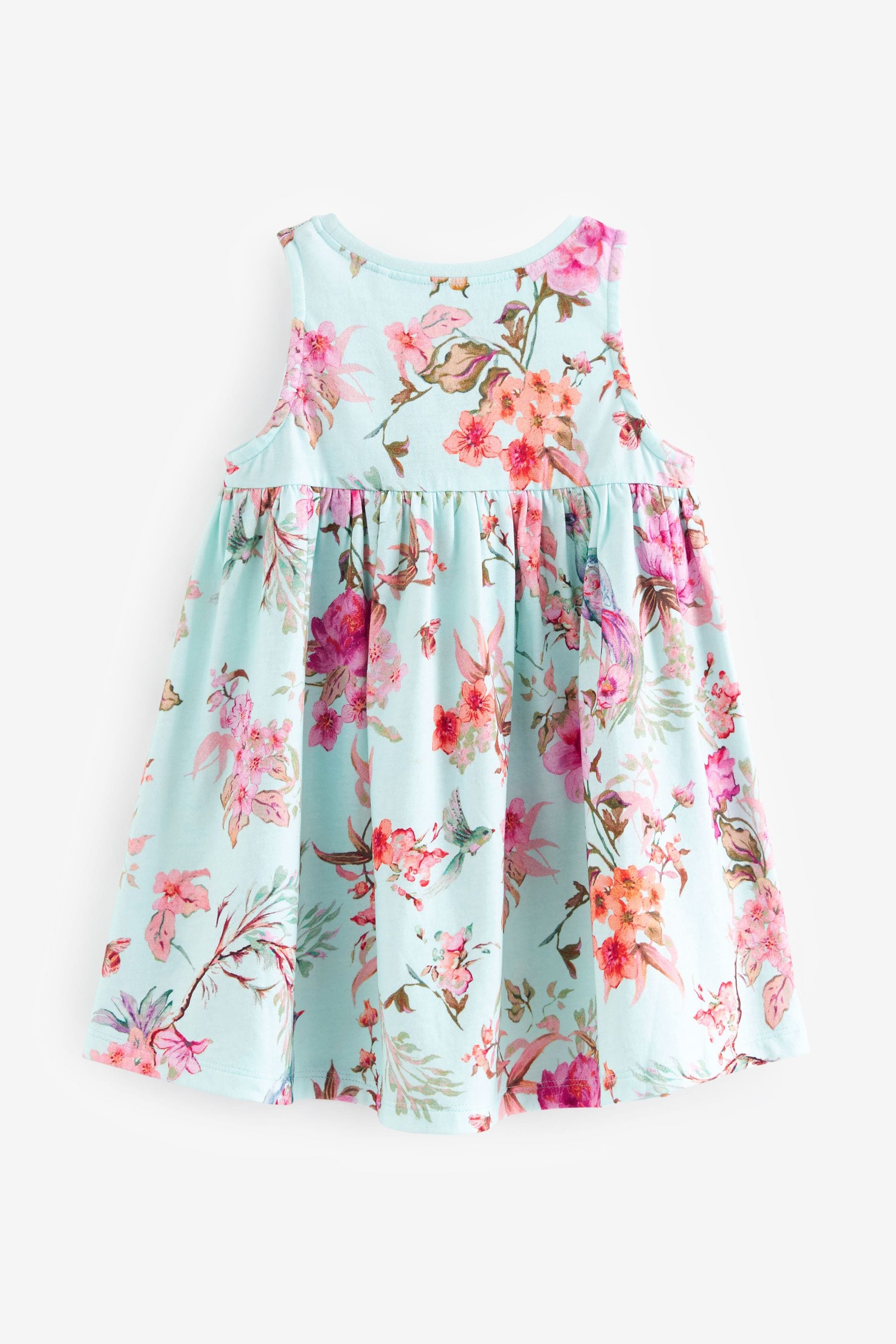 Blue Floral Sleeveless Jersey Dress (3mths-7yrs)