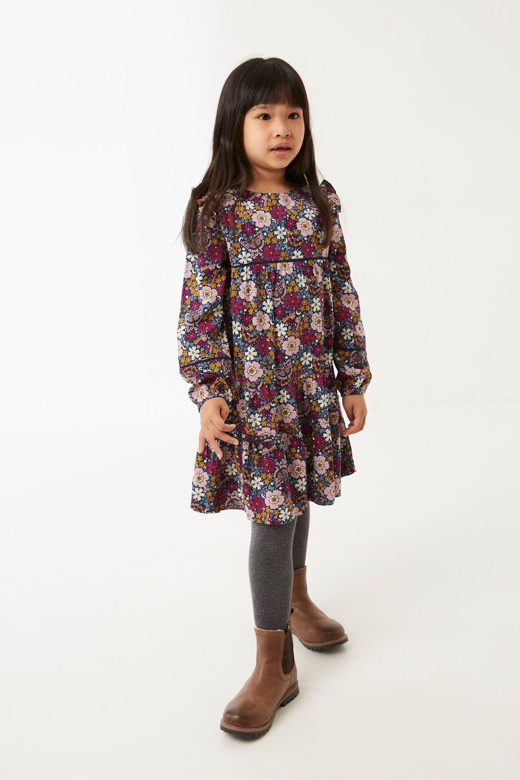 FatFace Blue Grace Butterfly Floral Dress