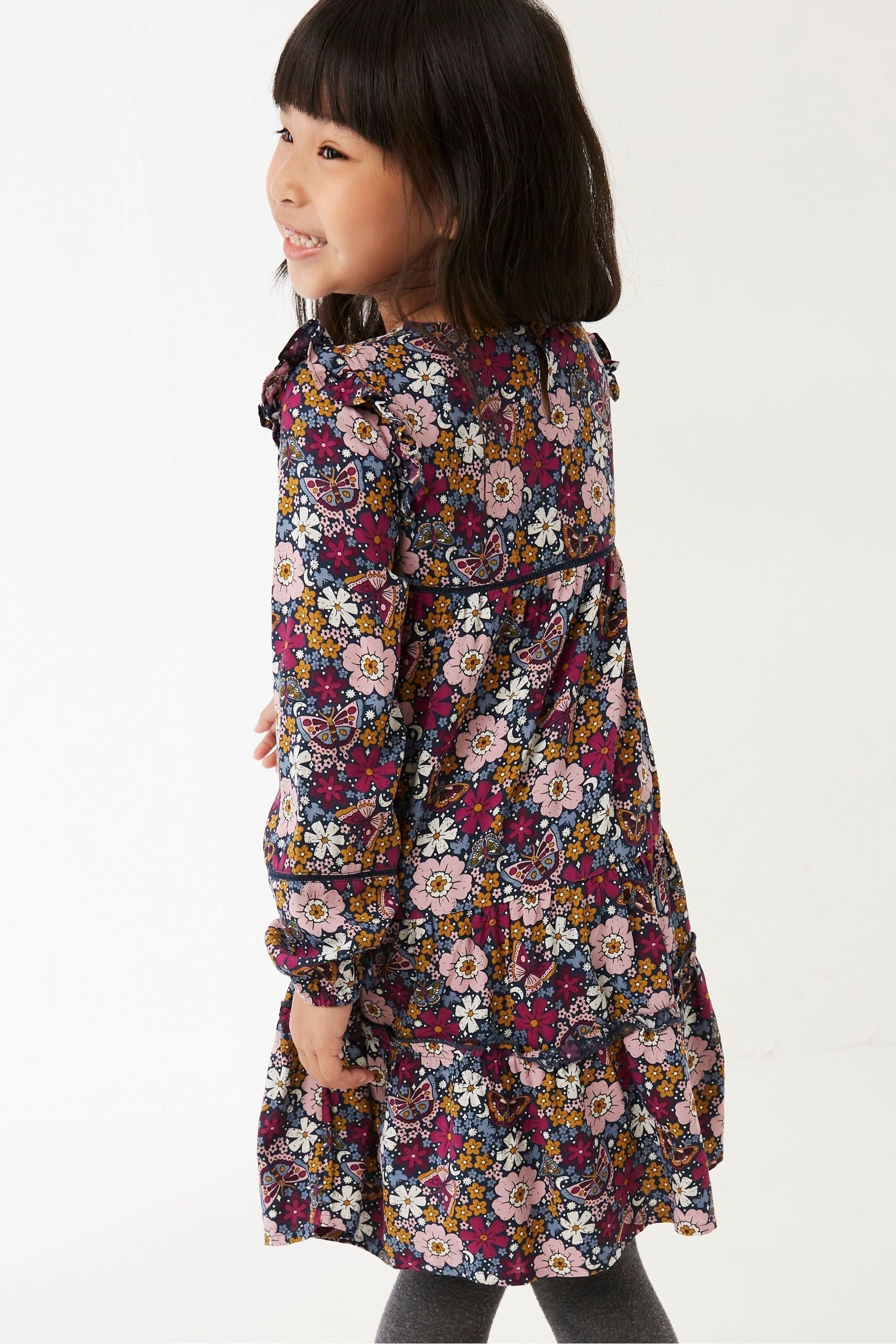 FatFace Blue Grace Butterfly Floral Dress