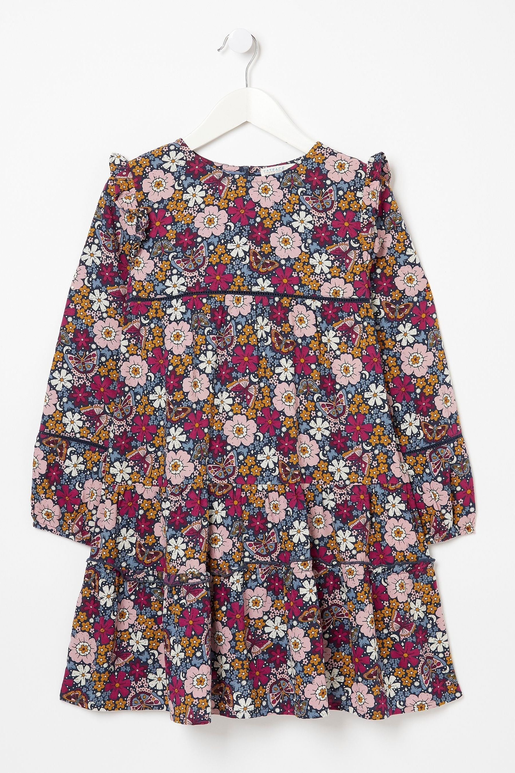 FatFace Blue Grace Butterfly Floral Dress