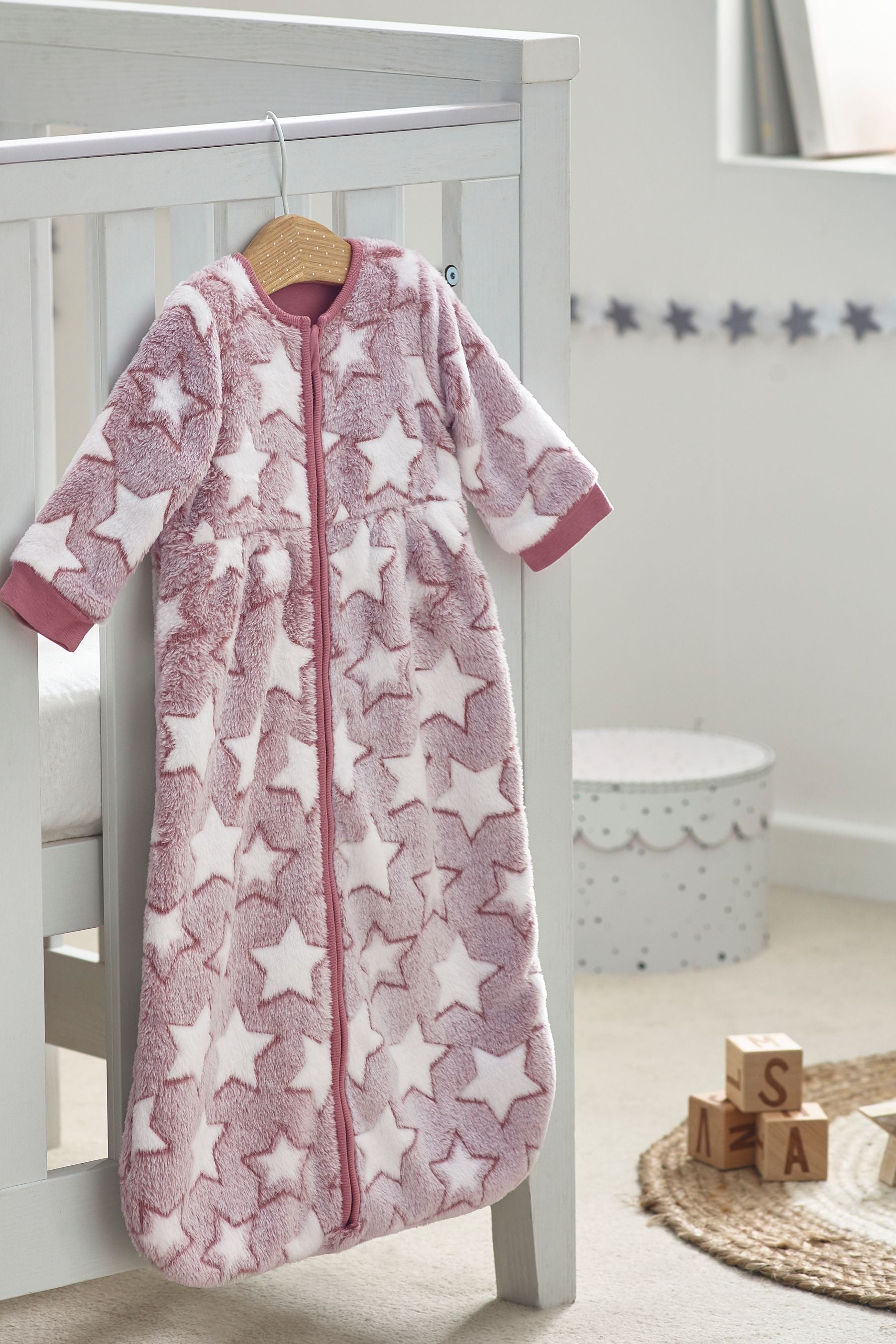 Pink Stars 2.5 Tog Fleece Supersoft Baby Sleep Bag