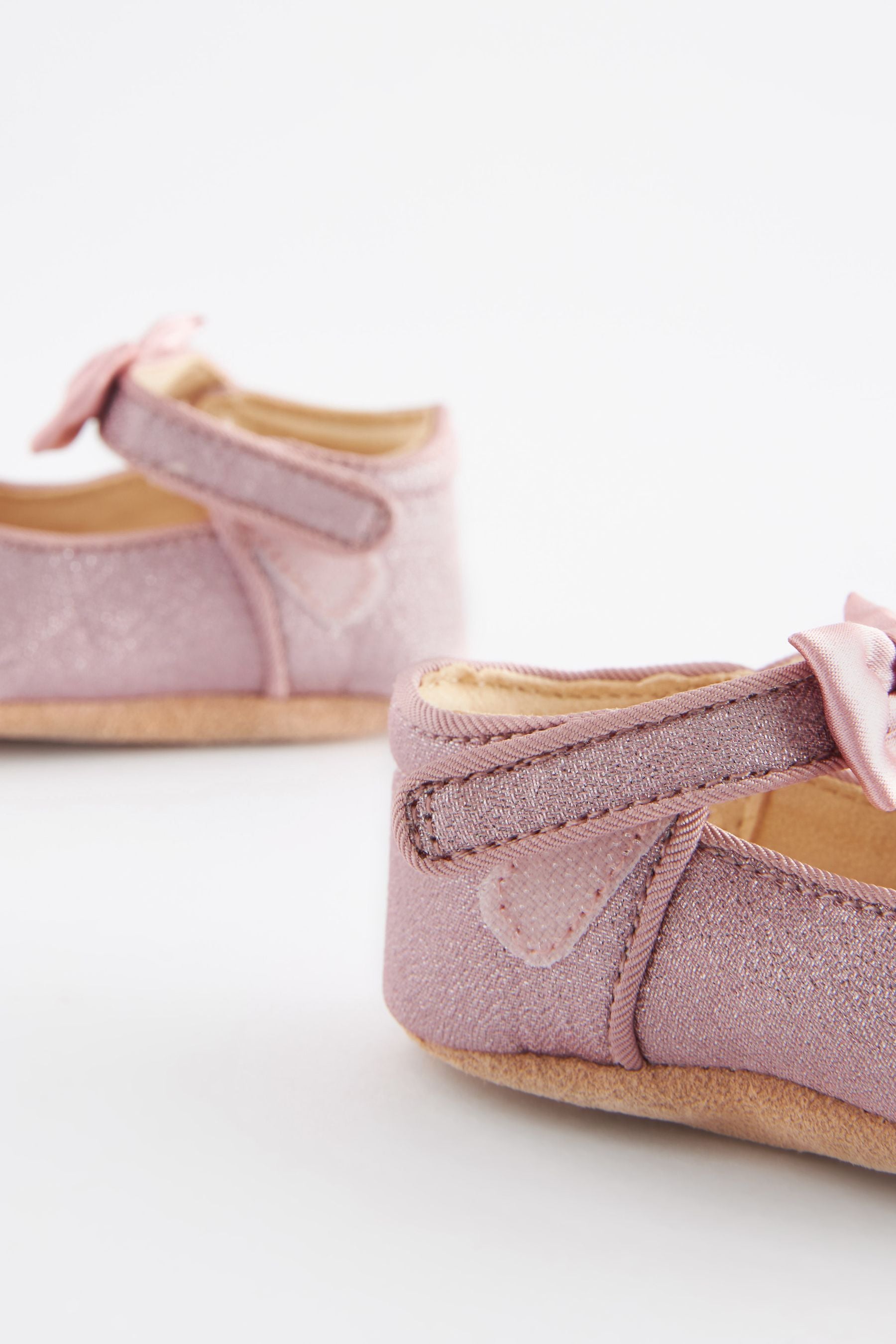 Pink Shimmer Satin Bow Occasion Mary Jane Baby Shoes (0-18mths)