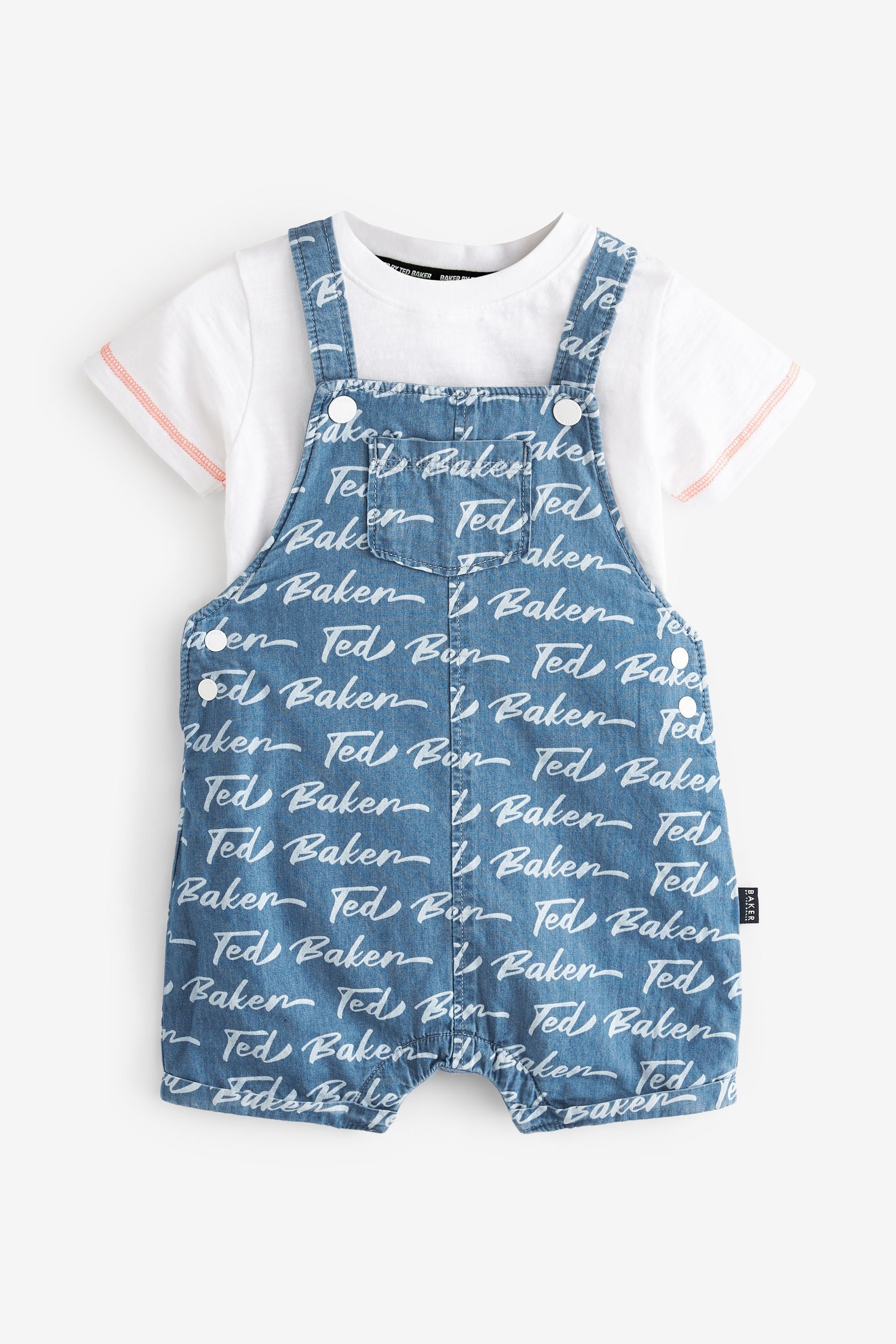 Blue Baker by Ted Baker Blue Chambray Dungaree And T-Shirt Set