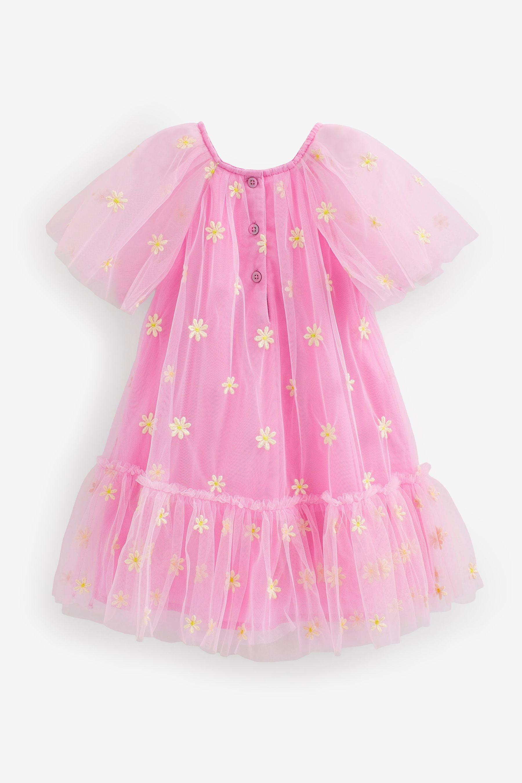 Pink Daisy Embroidered Mesh Dress (3mths-8yrs)