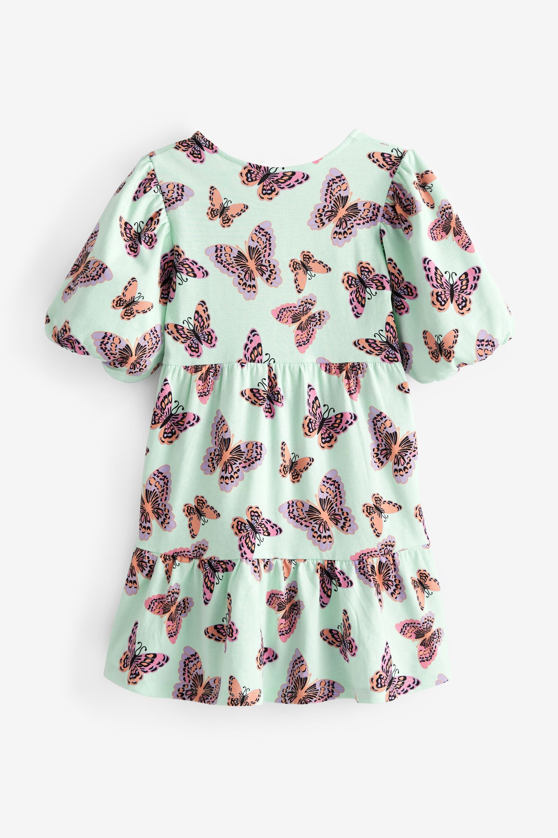 Print Puff Sleeved Tiered Jersey Dress (3-16yrs)