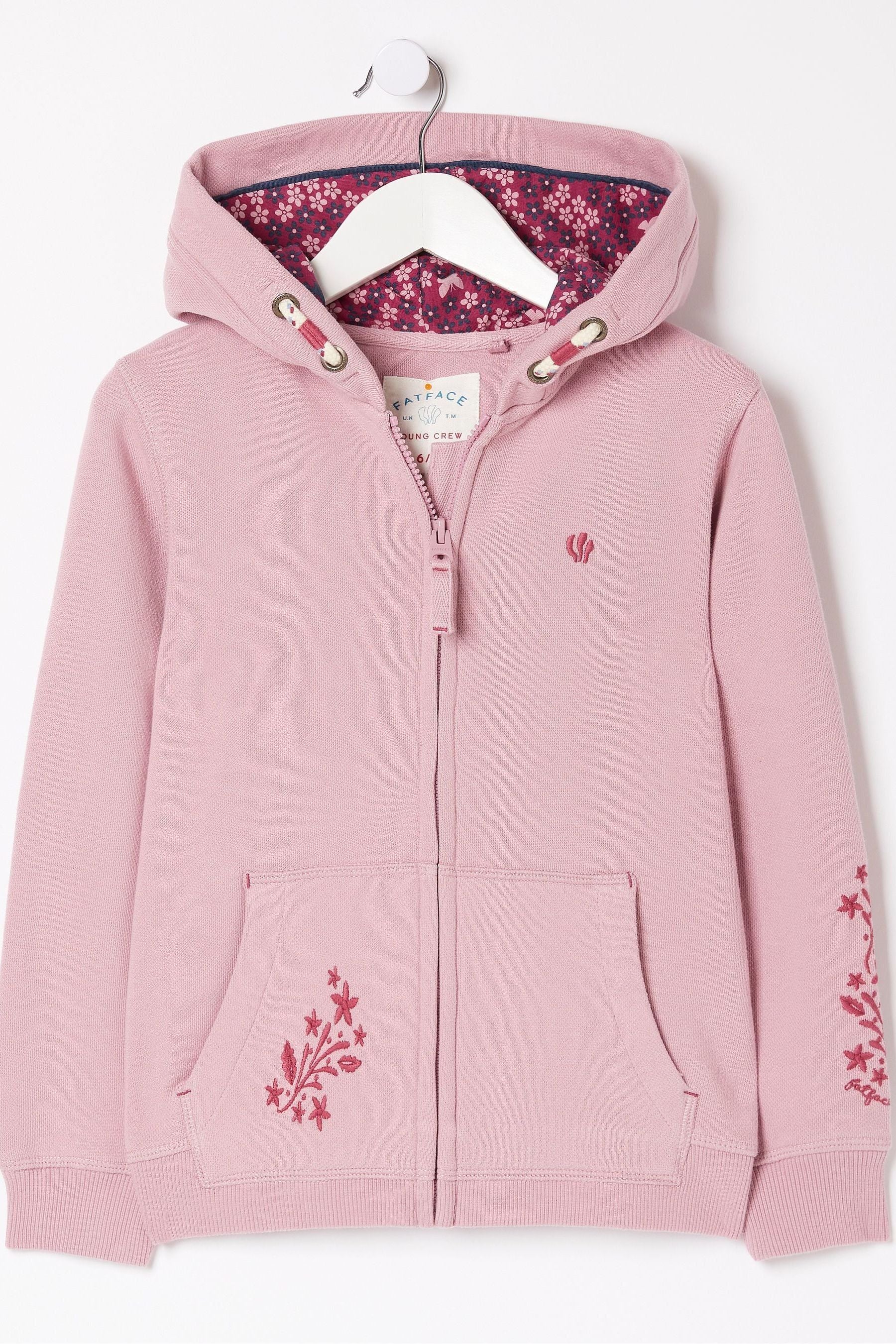 FatFace Purple Embroidered Co-Ord Zip Hoodie