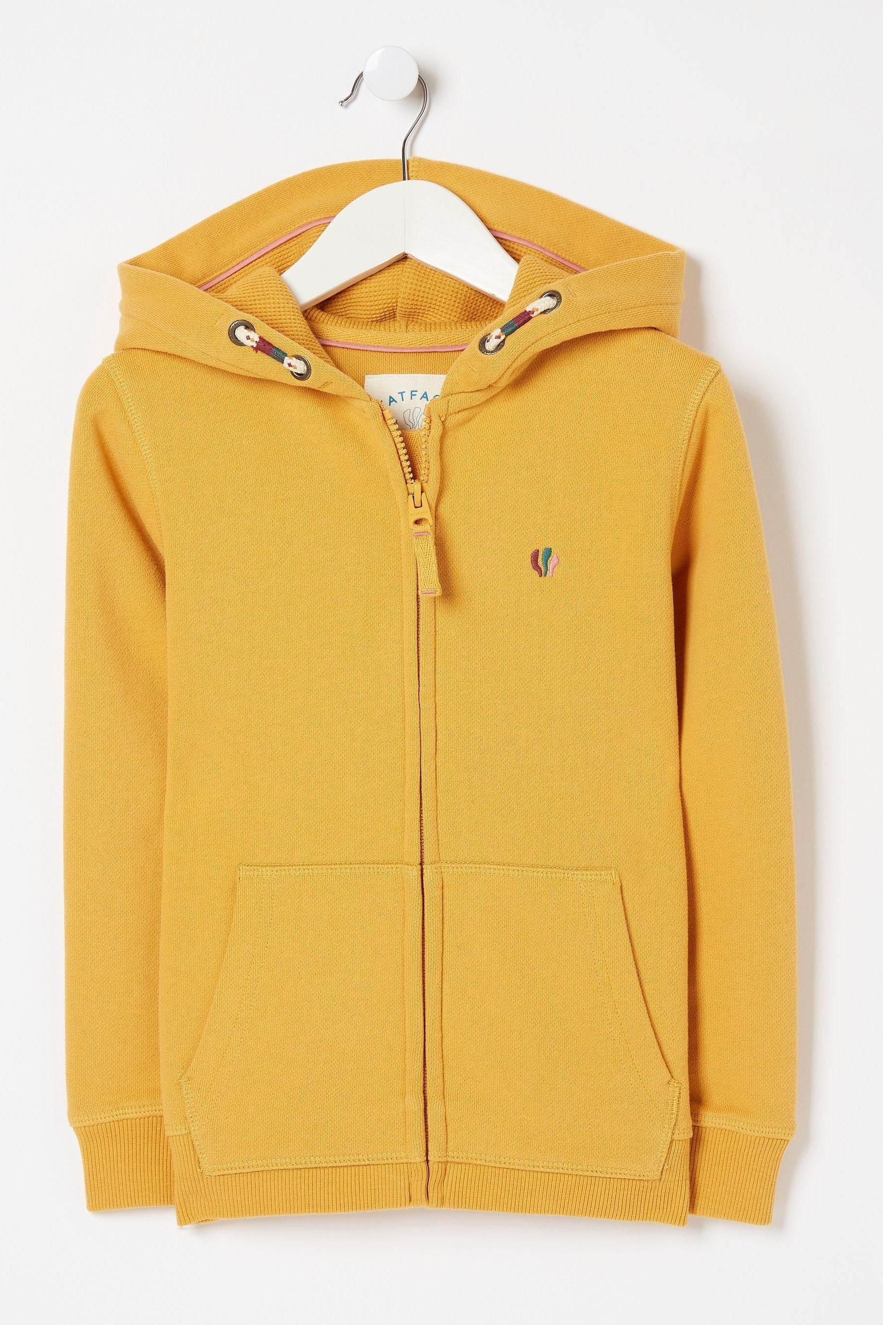 FatFace Yellow Sketch Fox Zip Hoodie