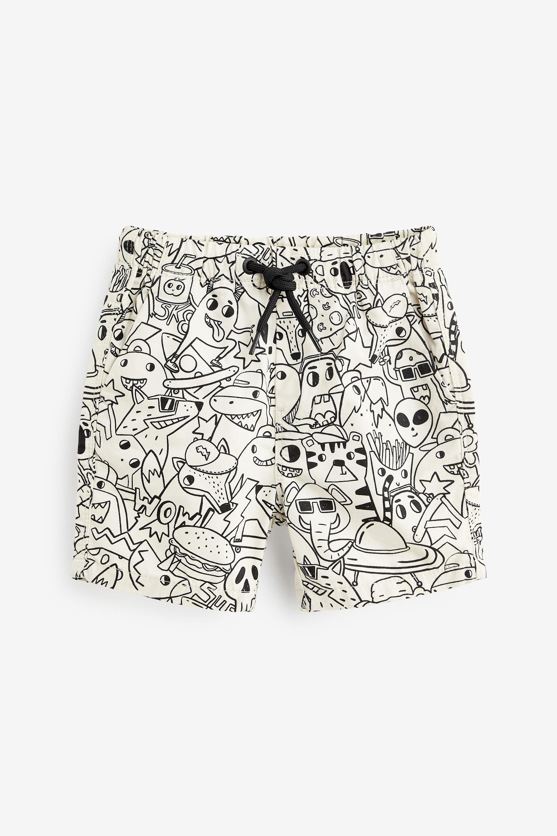 Ecru Cream Print Pull-On Shorts (3mths-7yrs)