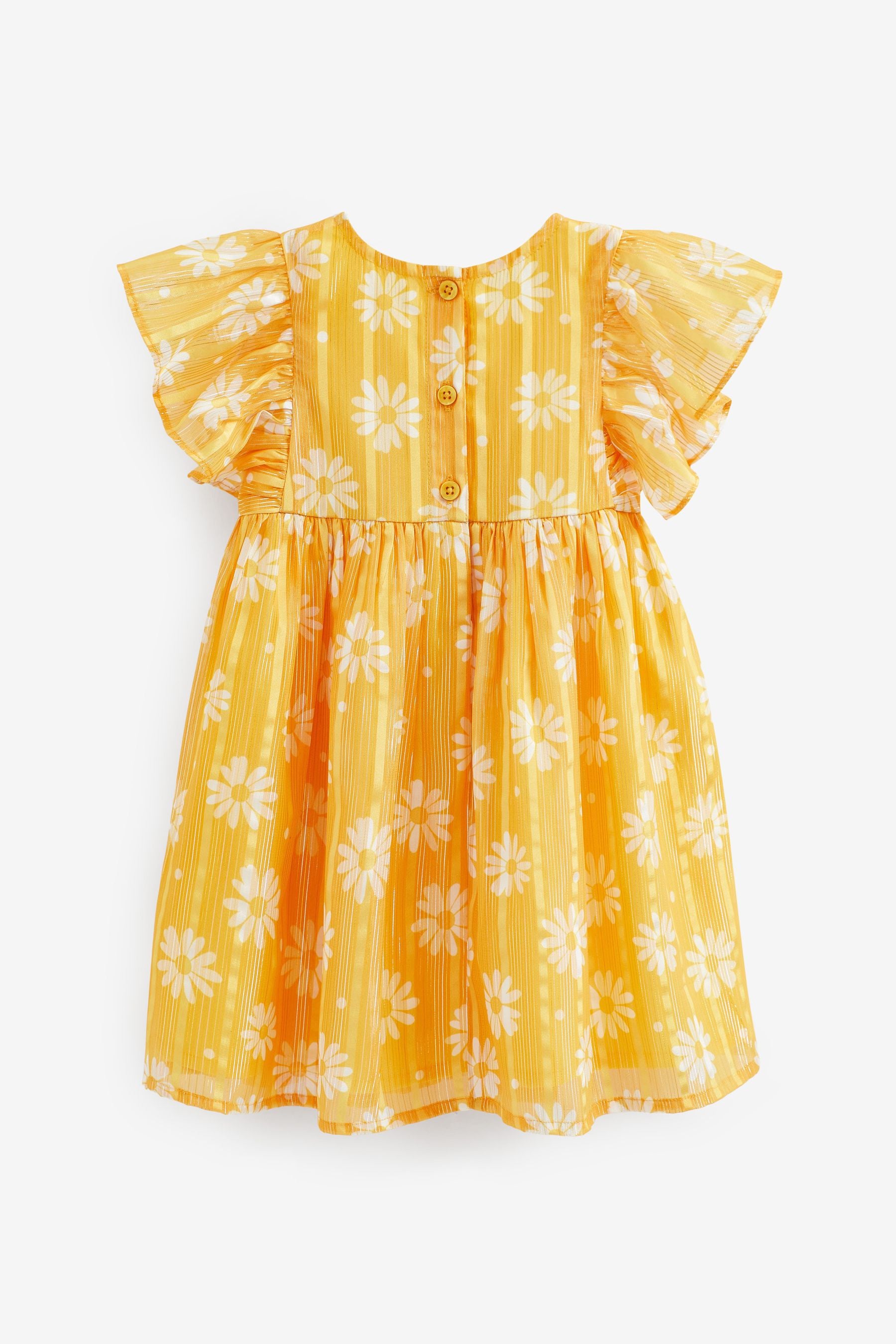 Yellow Daisy Printed Sparkle Dress (3mths-8yrs)