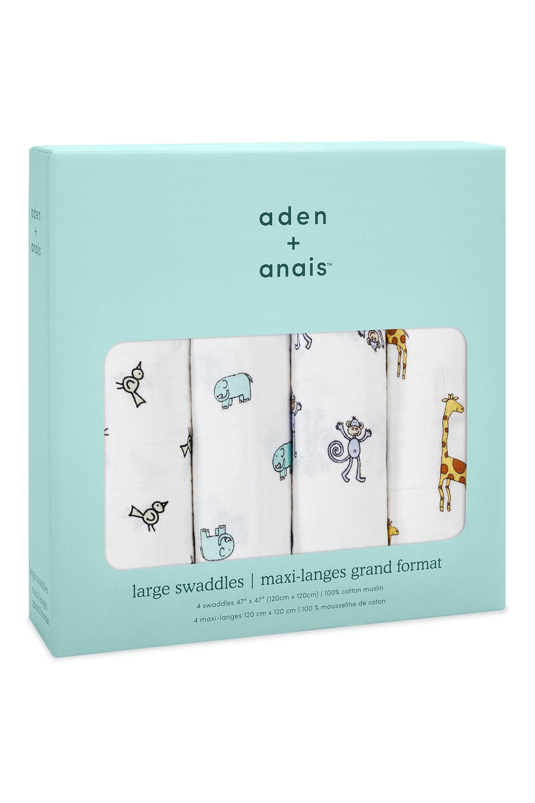 jungle jam aden + anais Large Cotton Muslin Blankets 4 Pack