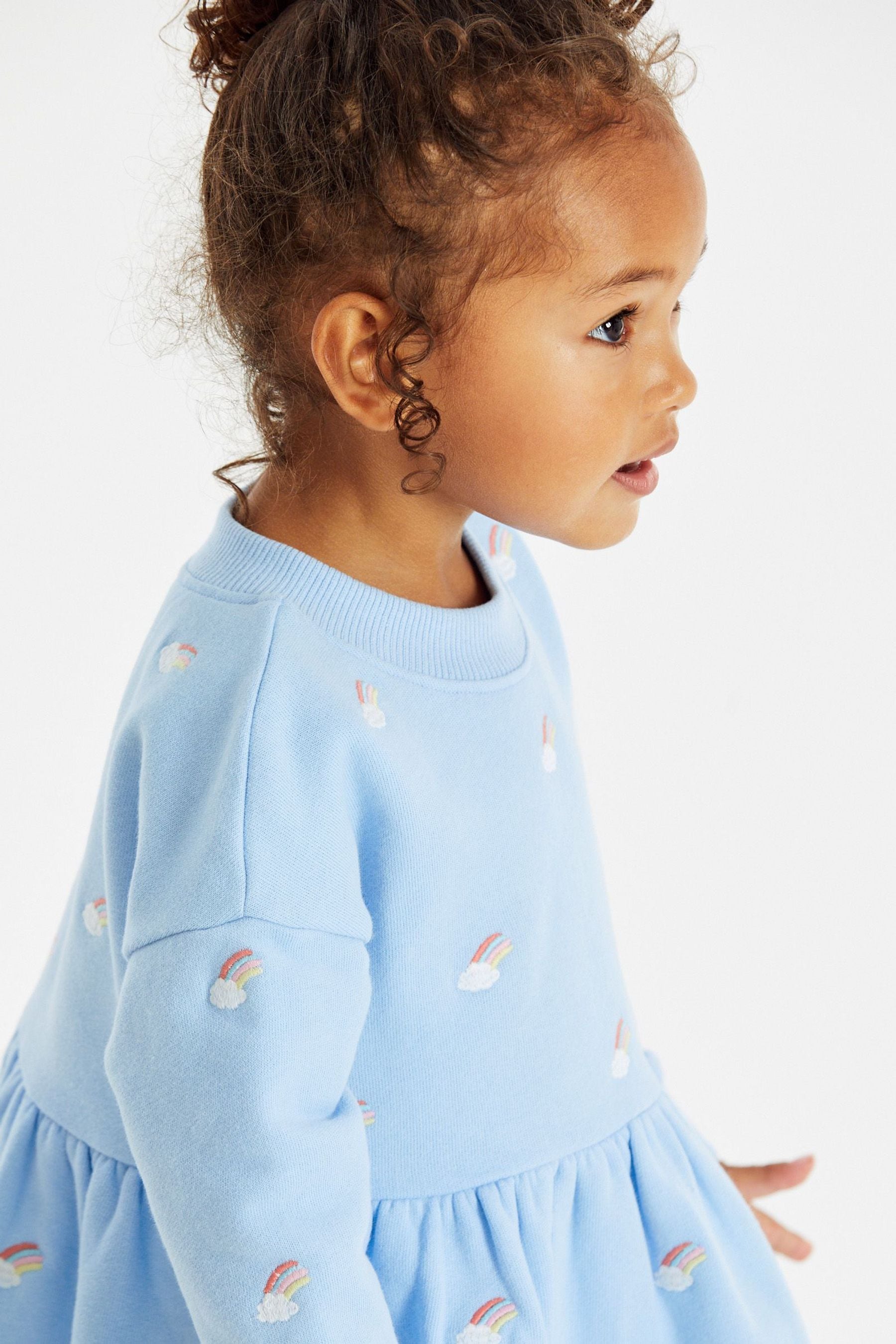 Blue Embroidered Sweat Dress (3mths-7yrs)