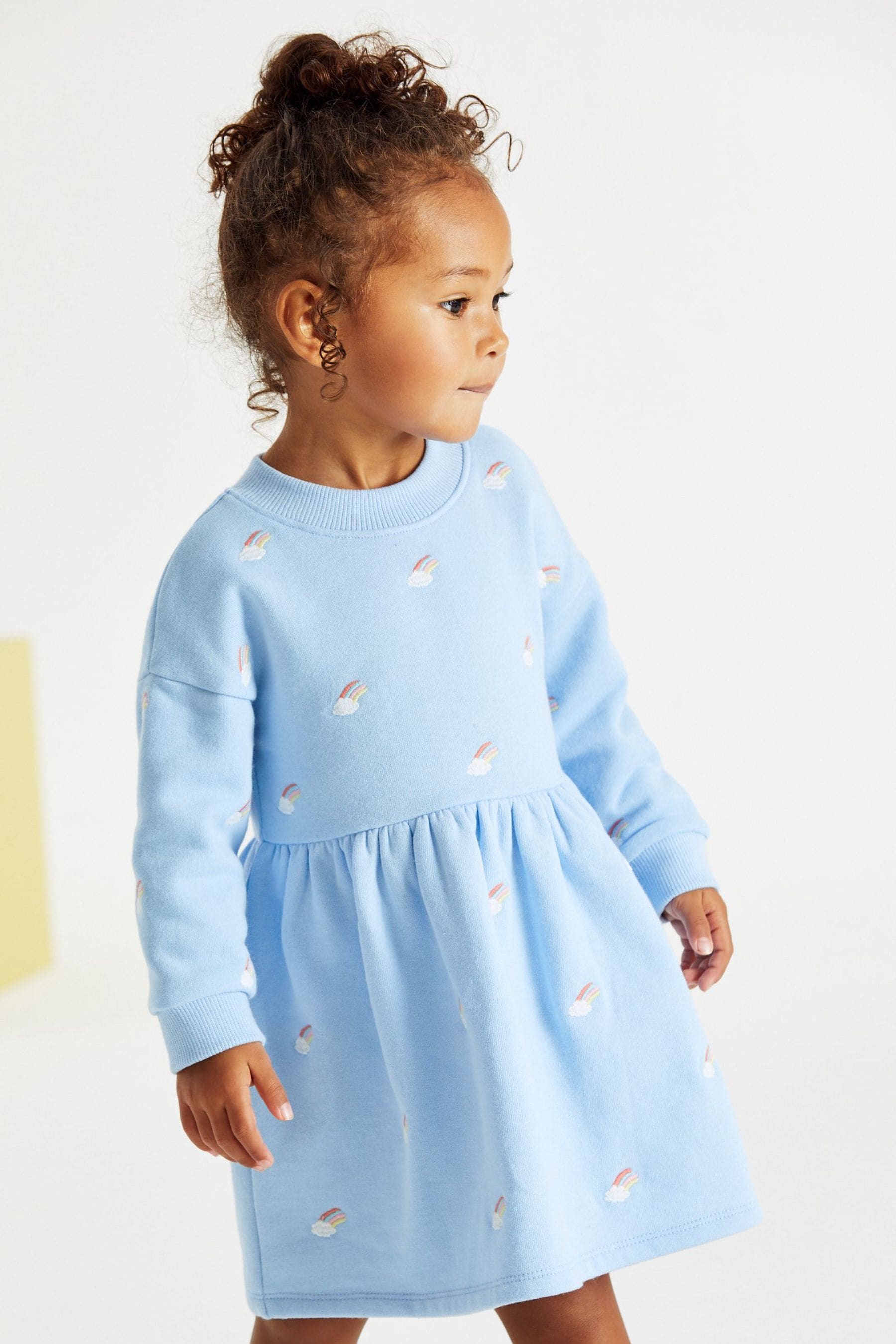 Blue Embroidered Sweat Dress (3mths-7yrs)