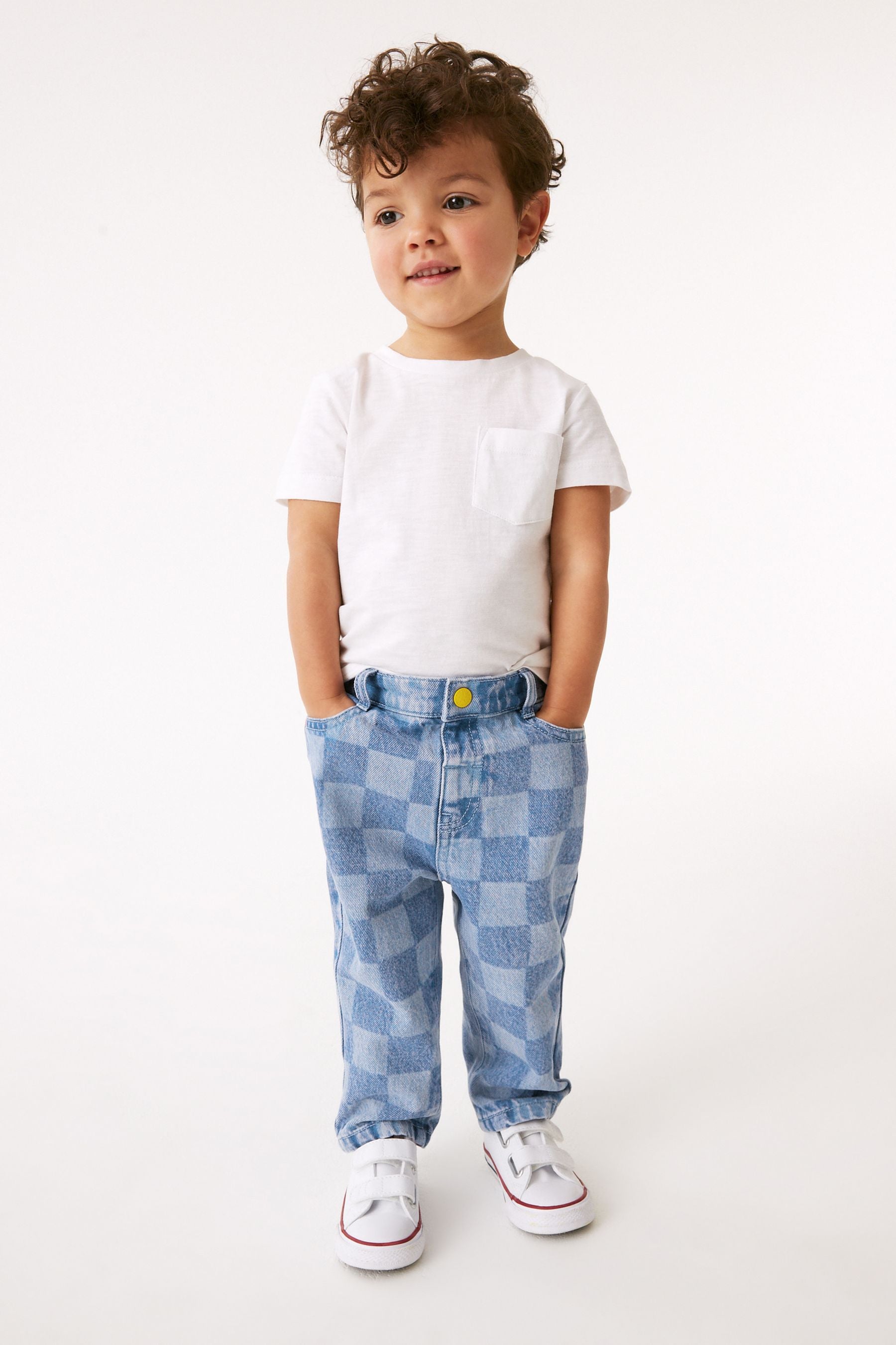 Light Blue Denim Checkerboard Jeans (3mths-7yrs)